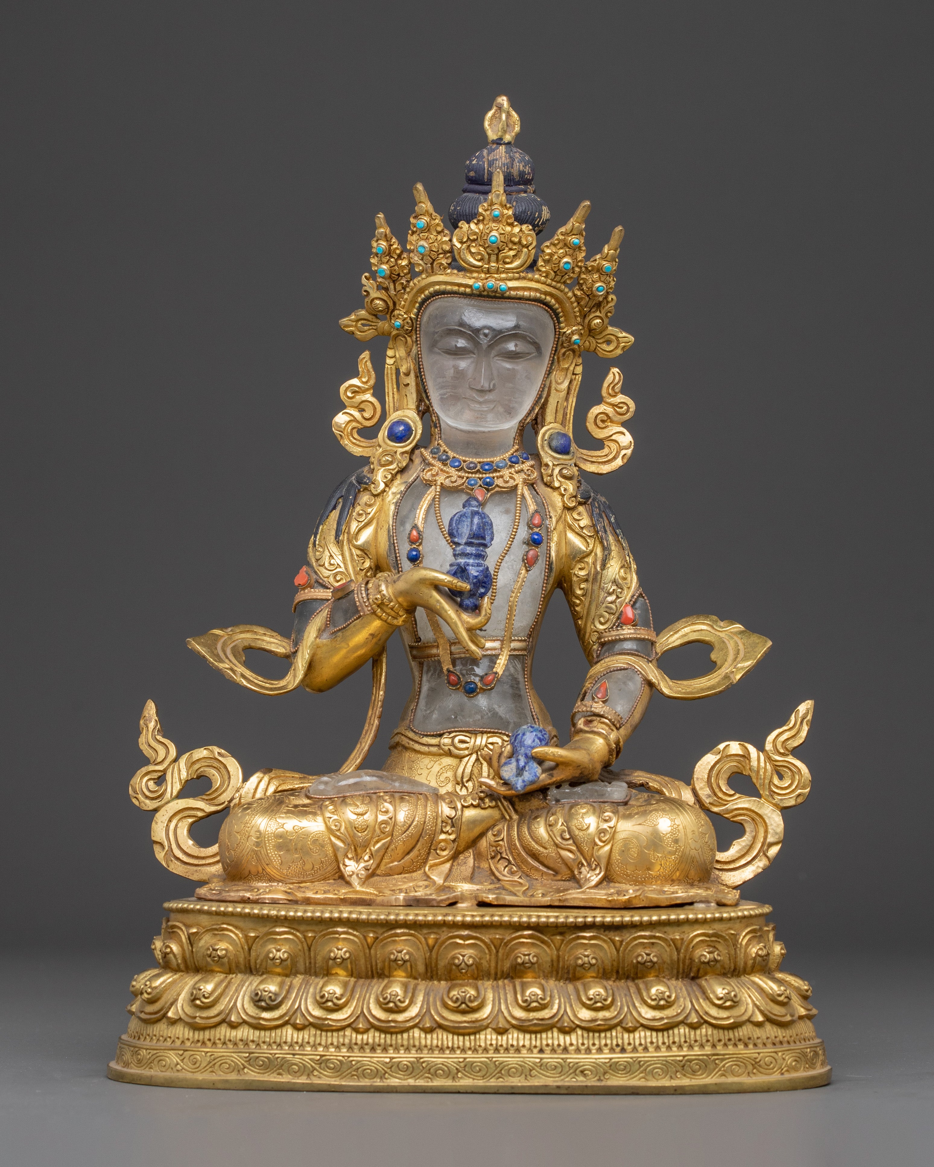 Handmade 24K Gold Glided Statue of Vajrasattva | Purification Deity