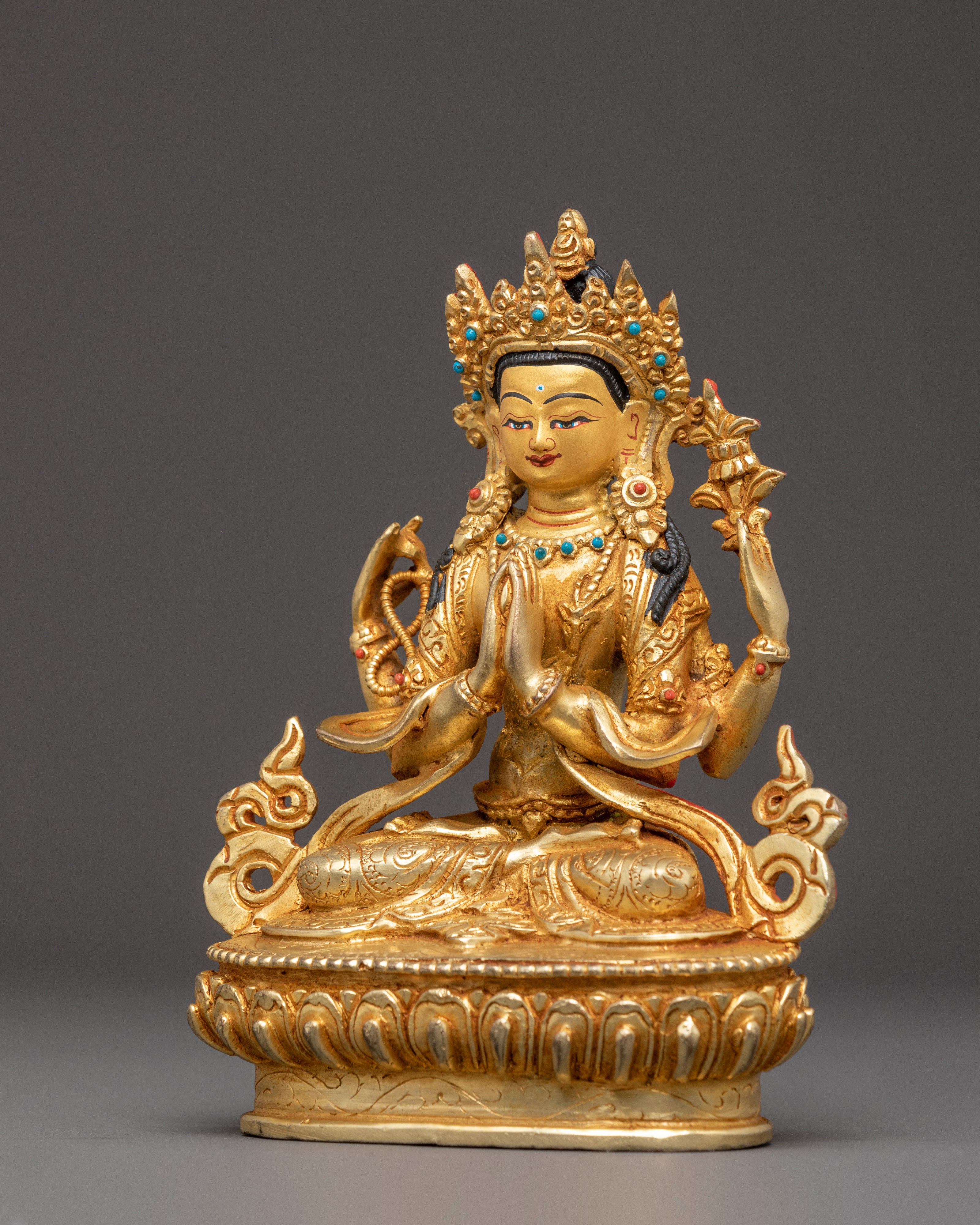 Figurine of Bodhisattva Chenrezig | Four Armed Avalokiteshvara Statue