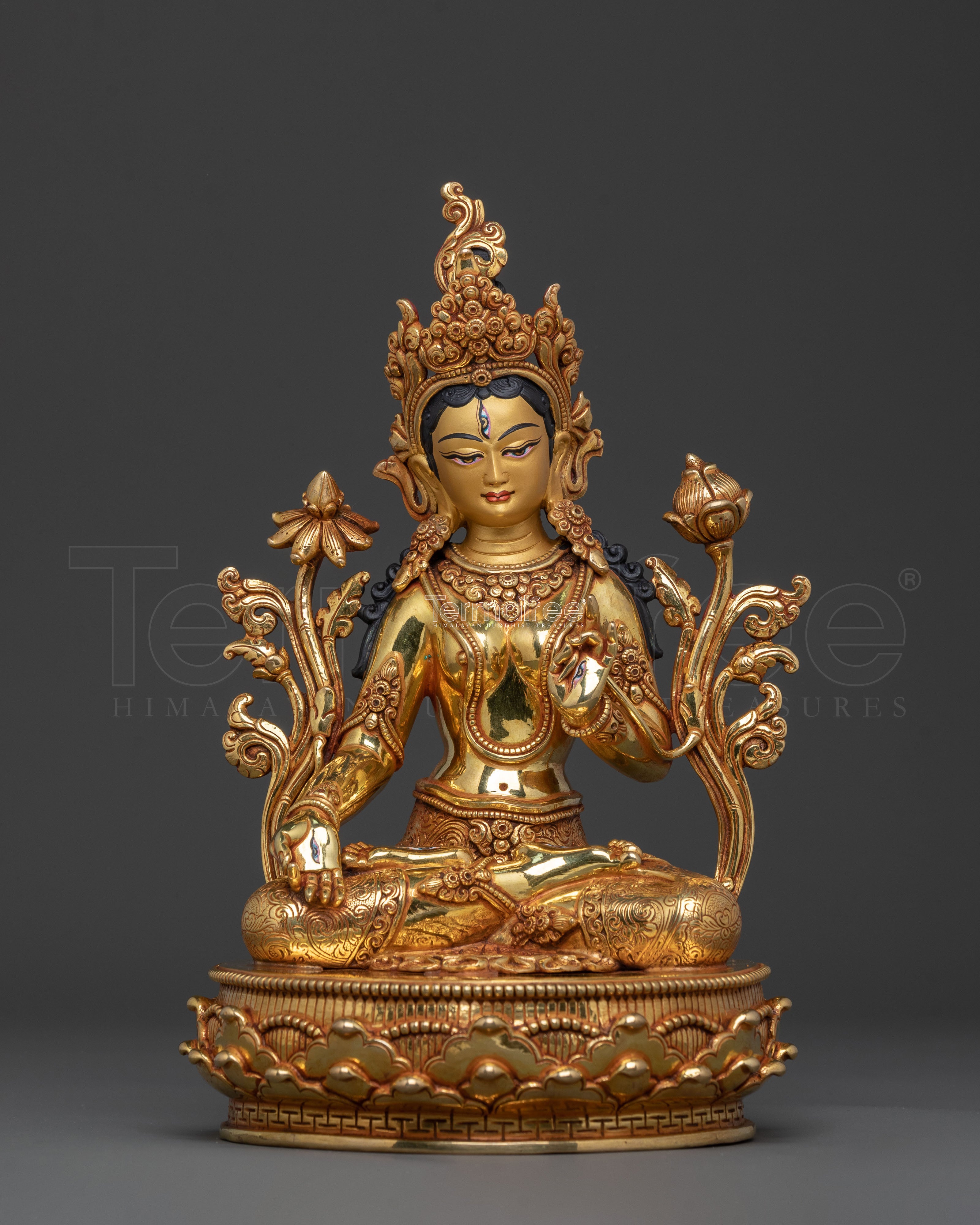 White Tara Copper Statue | 24k Gold Glided