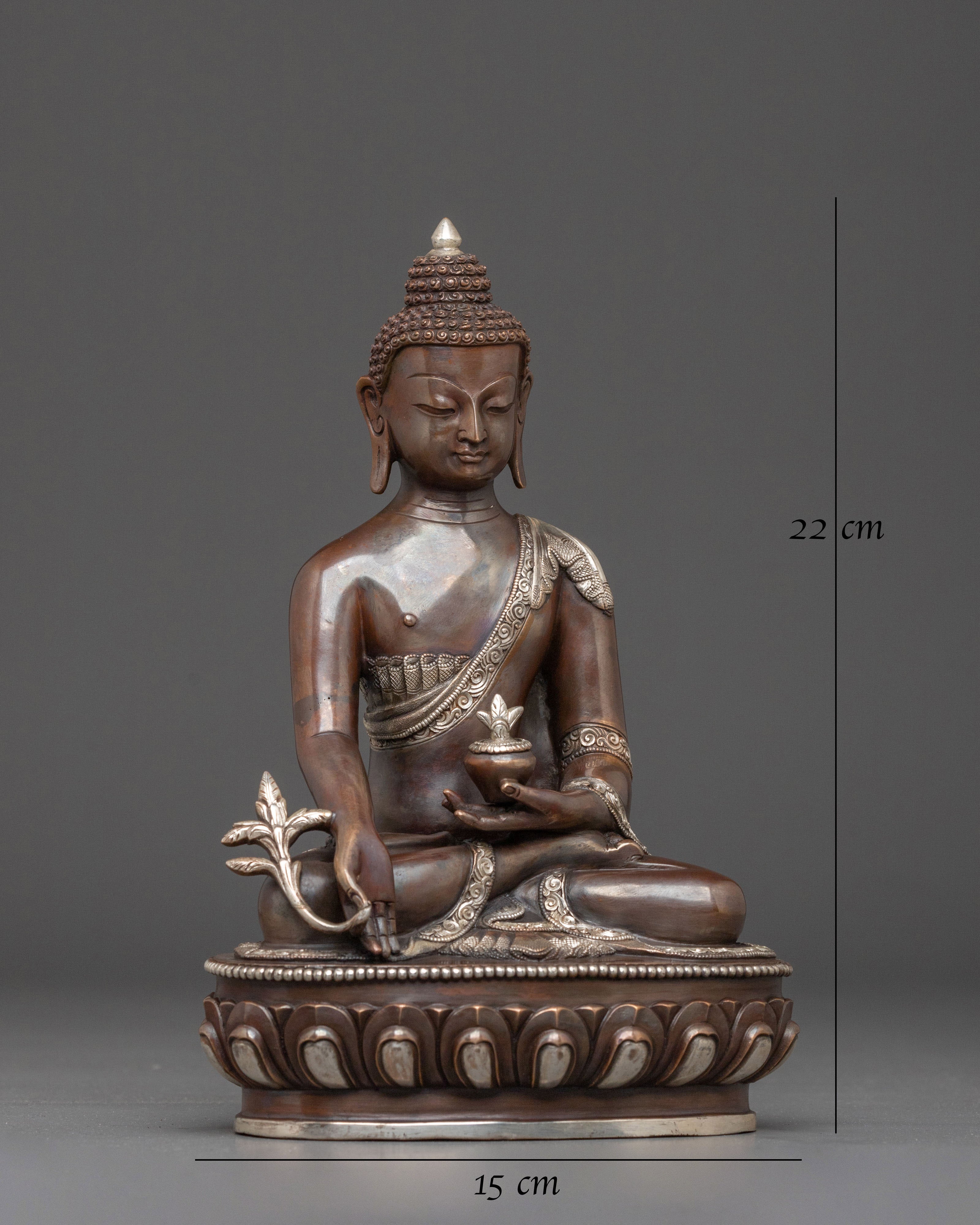 Medicine Buddha Statue: Oxidized Copper Healing Figurine