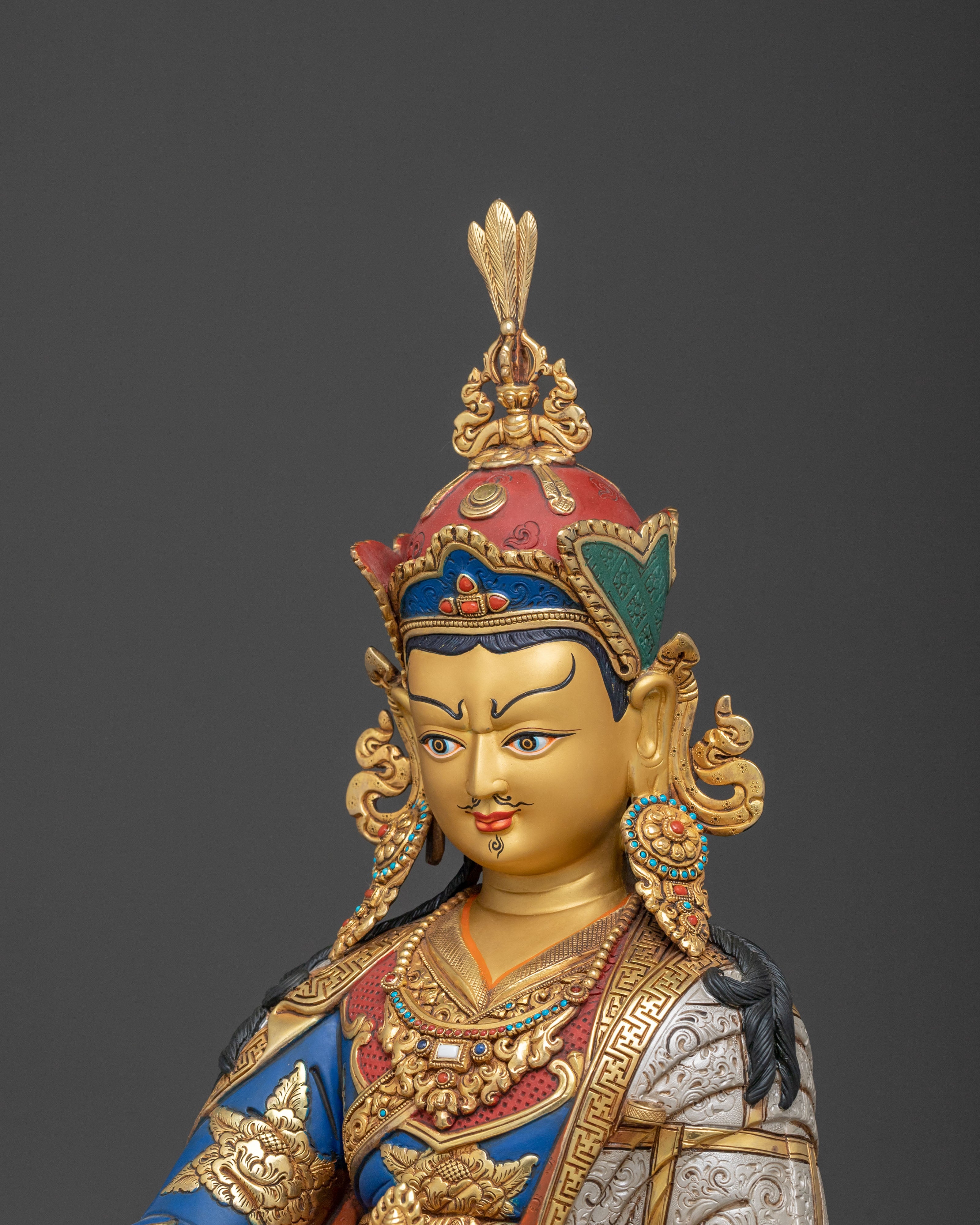 Divine Guru Rinpoche: 24K Gold Gilded Statue