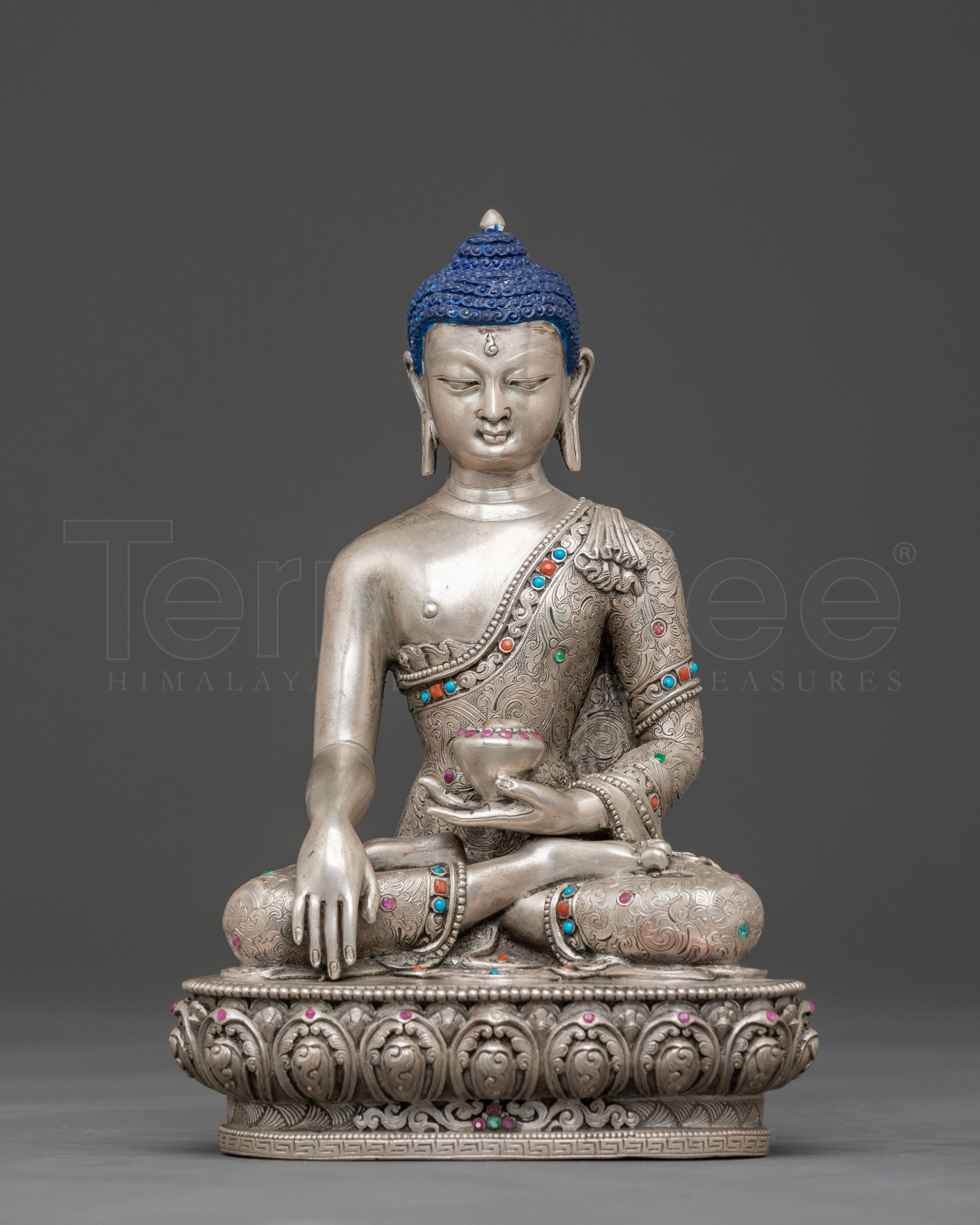 Wisdom Master Shakyamuni Statue: 92.5 Silver Sculpture