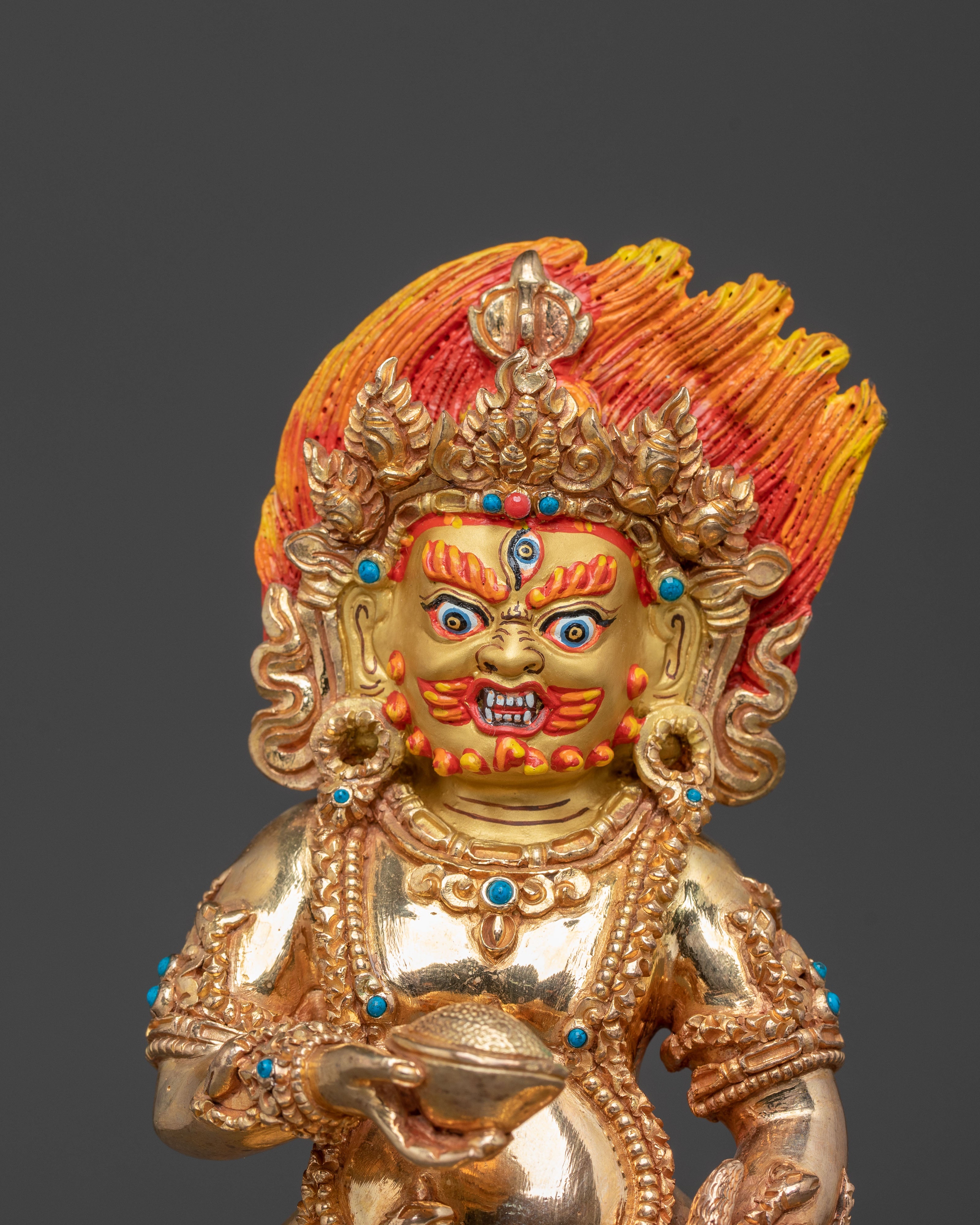 Handcrafted Black Dzambhala Statue of Wealth