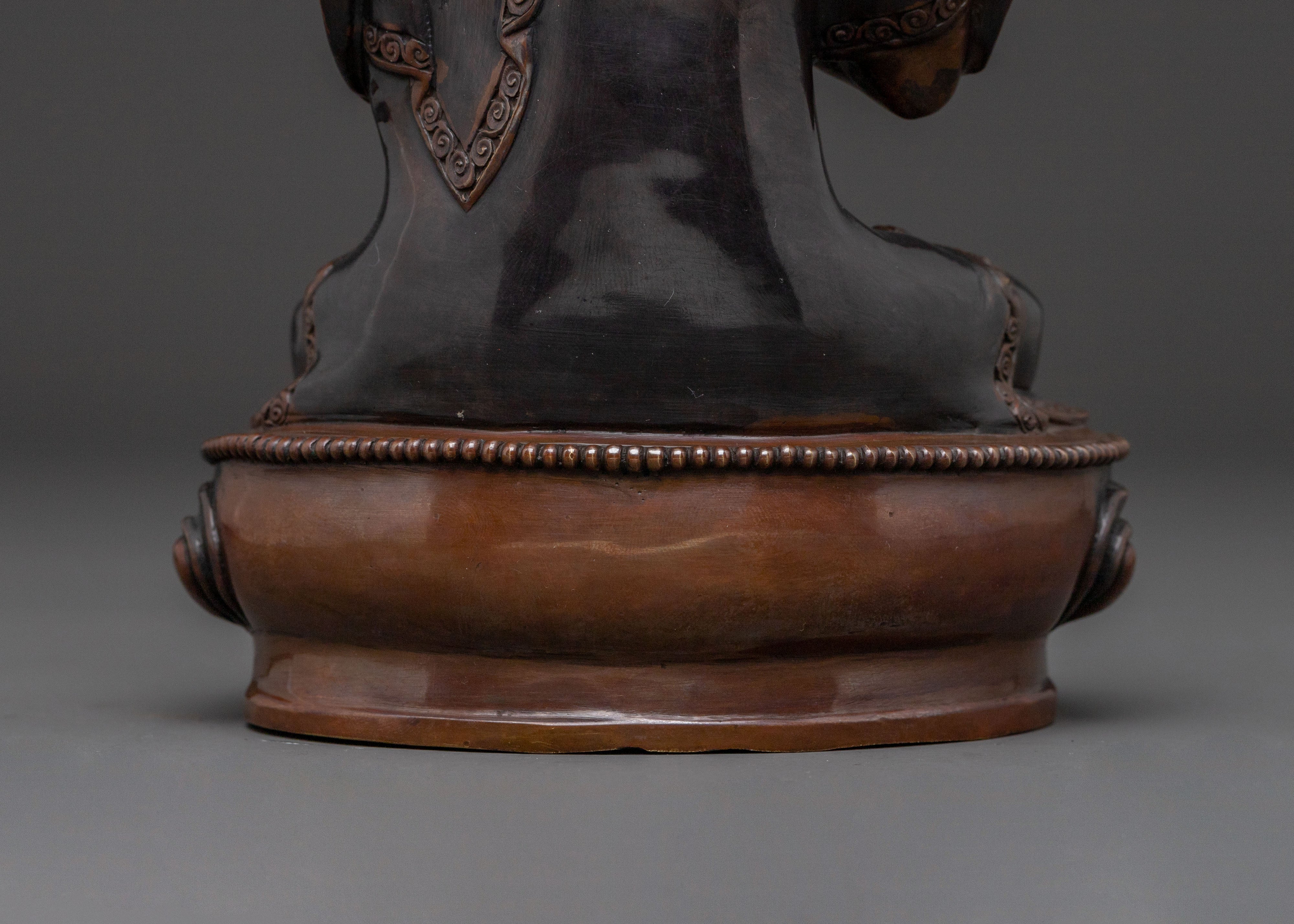 Tsongkhapa with Disciples Oxidized Copper Statue