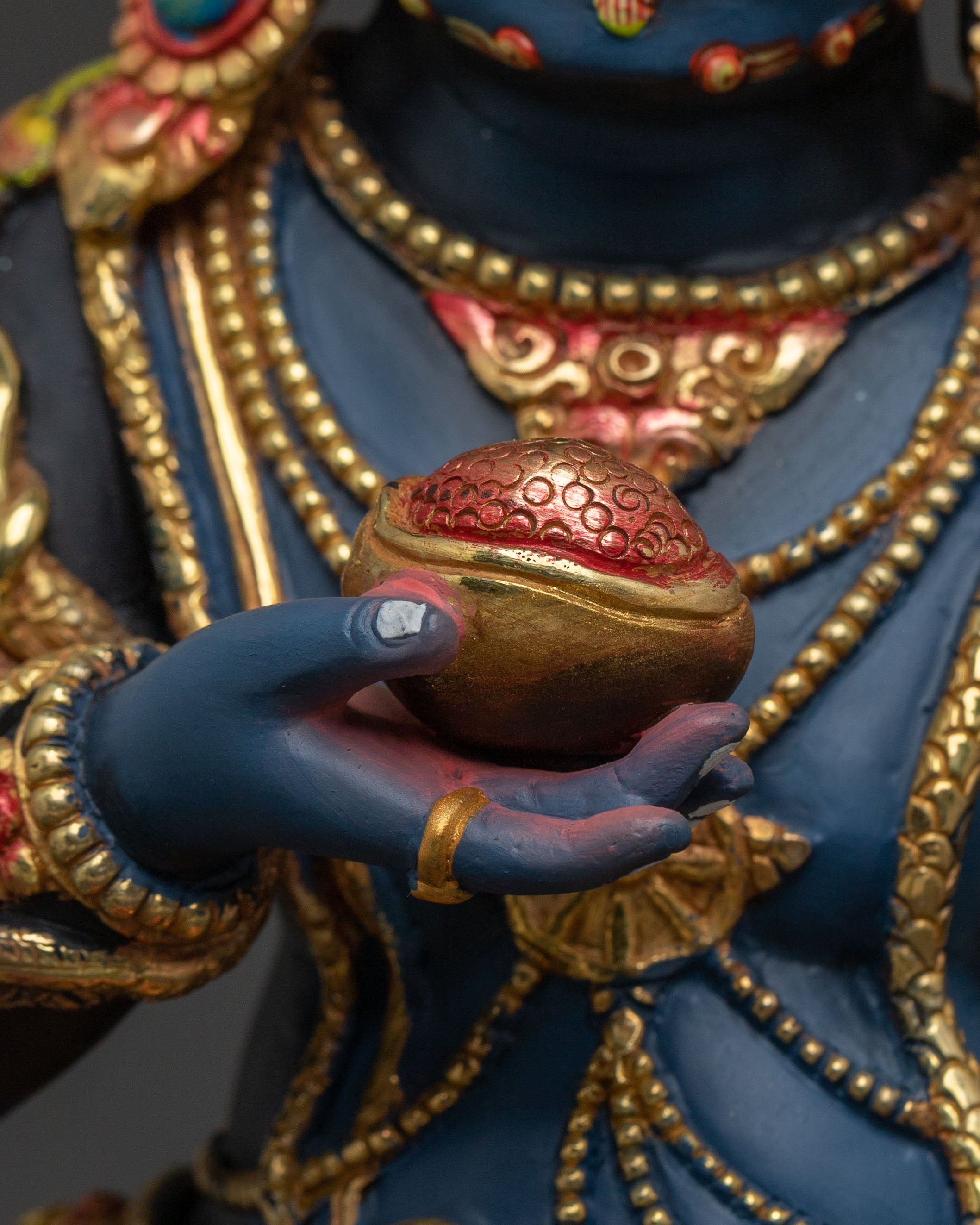 Black Dzambhala Wealth Deity Statue for Rituals