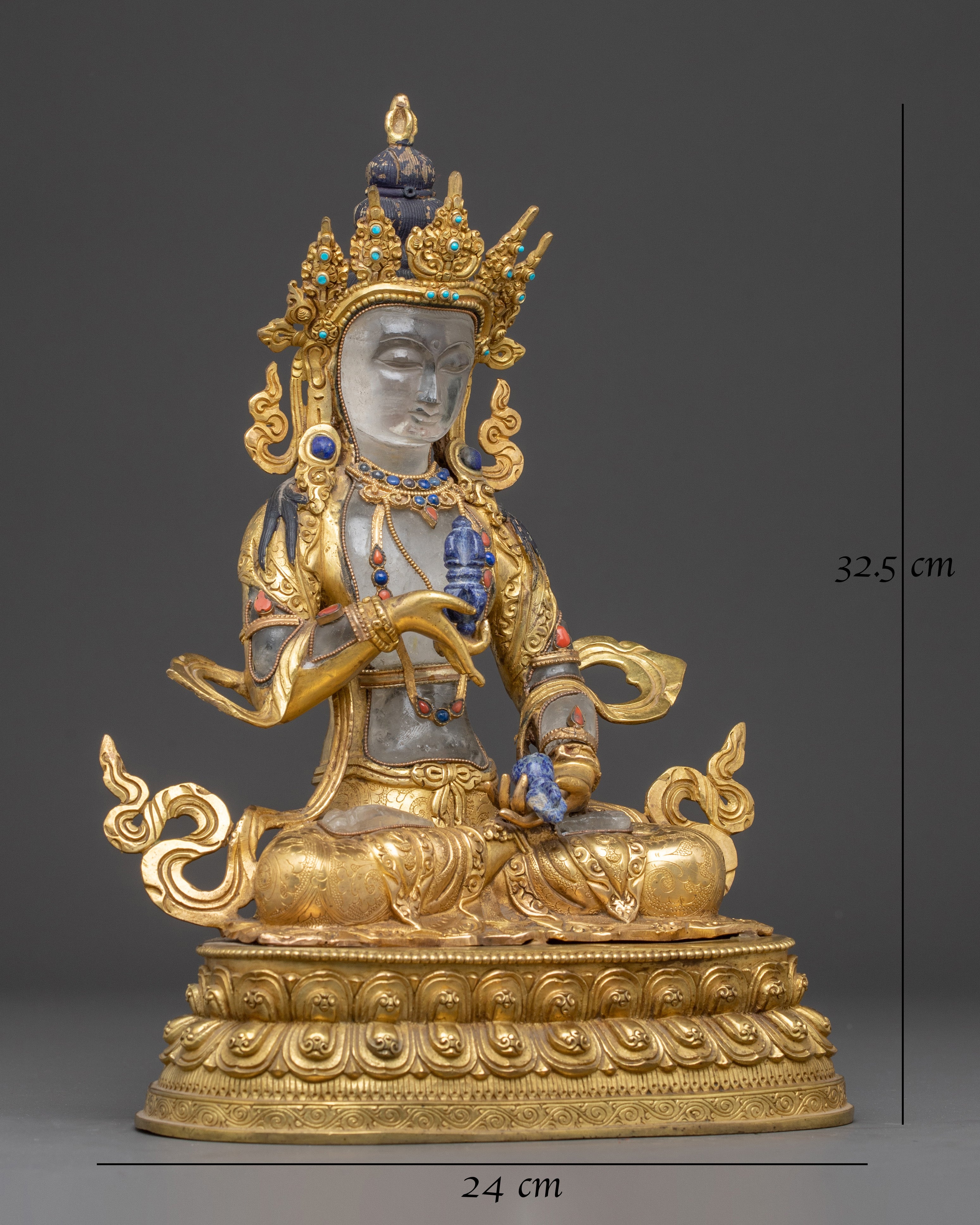 Handmade 24K Gold Glided Statue of Vajrasattva | Purification Deity