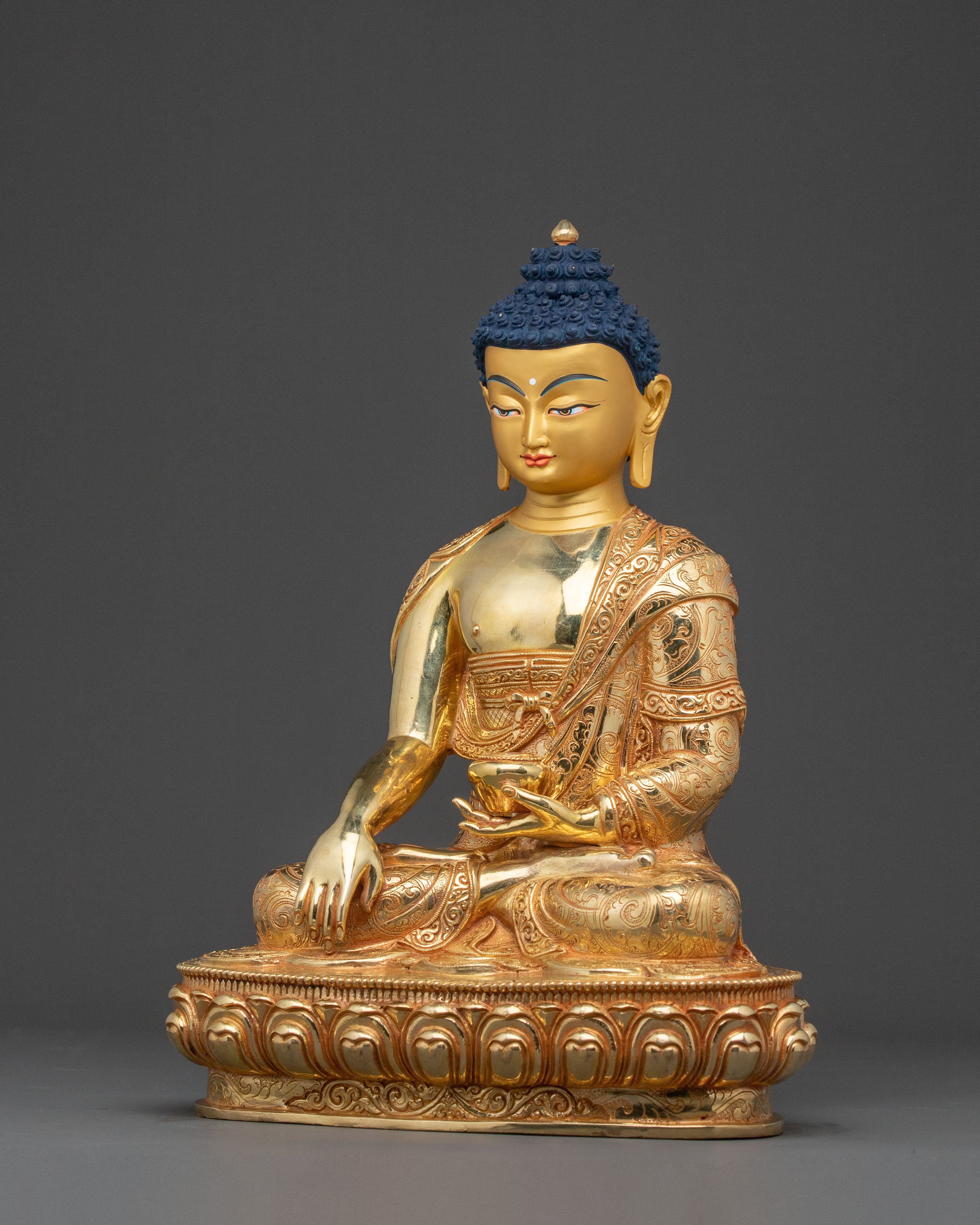 24K Gold Gilded Shakyamuni Buddha Sculpture | Light of Enlightenment