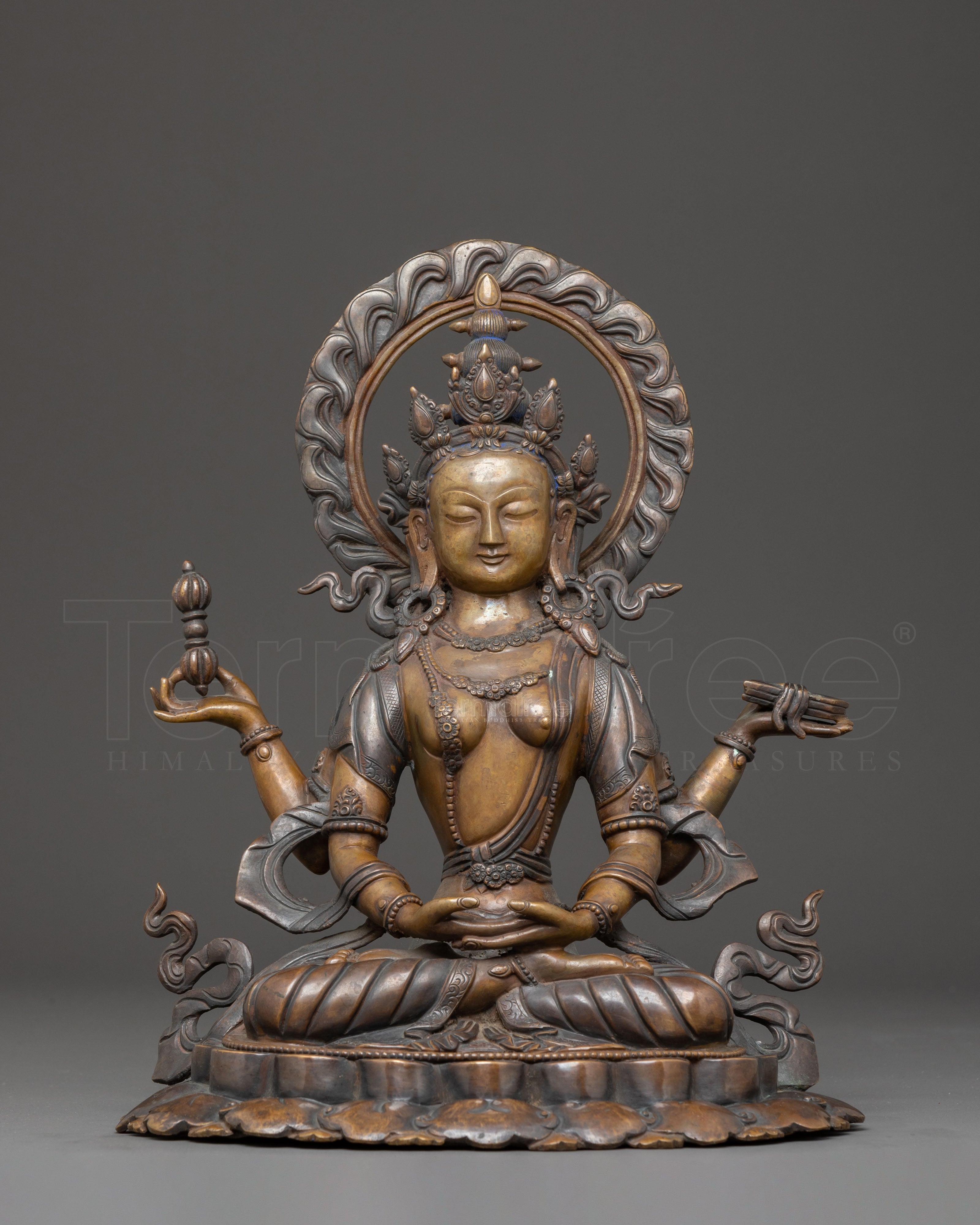 Handcrafted Prajna Paramita Oxidized Copper Statue | Perfect for Meditation