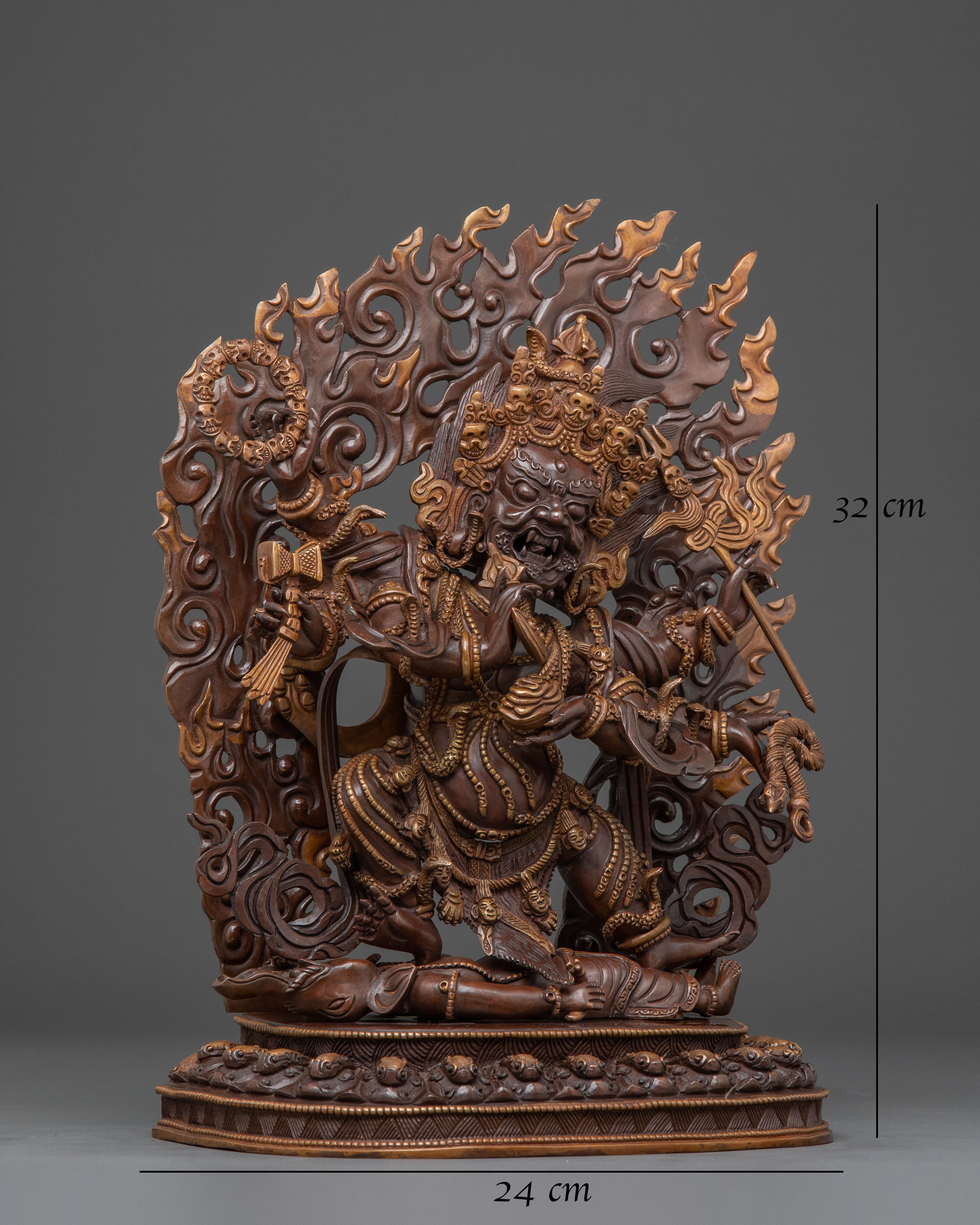 Six-Armed Mahakala Copper Statue | Guardian Figure