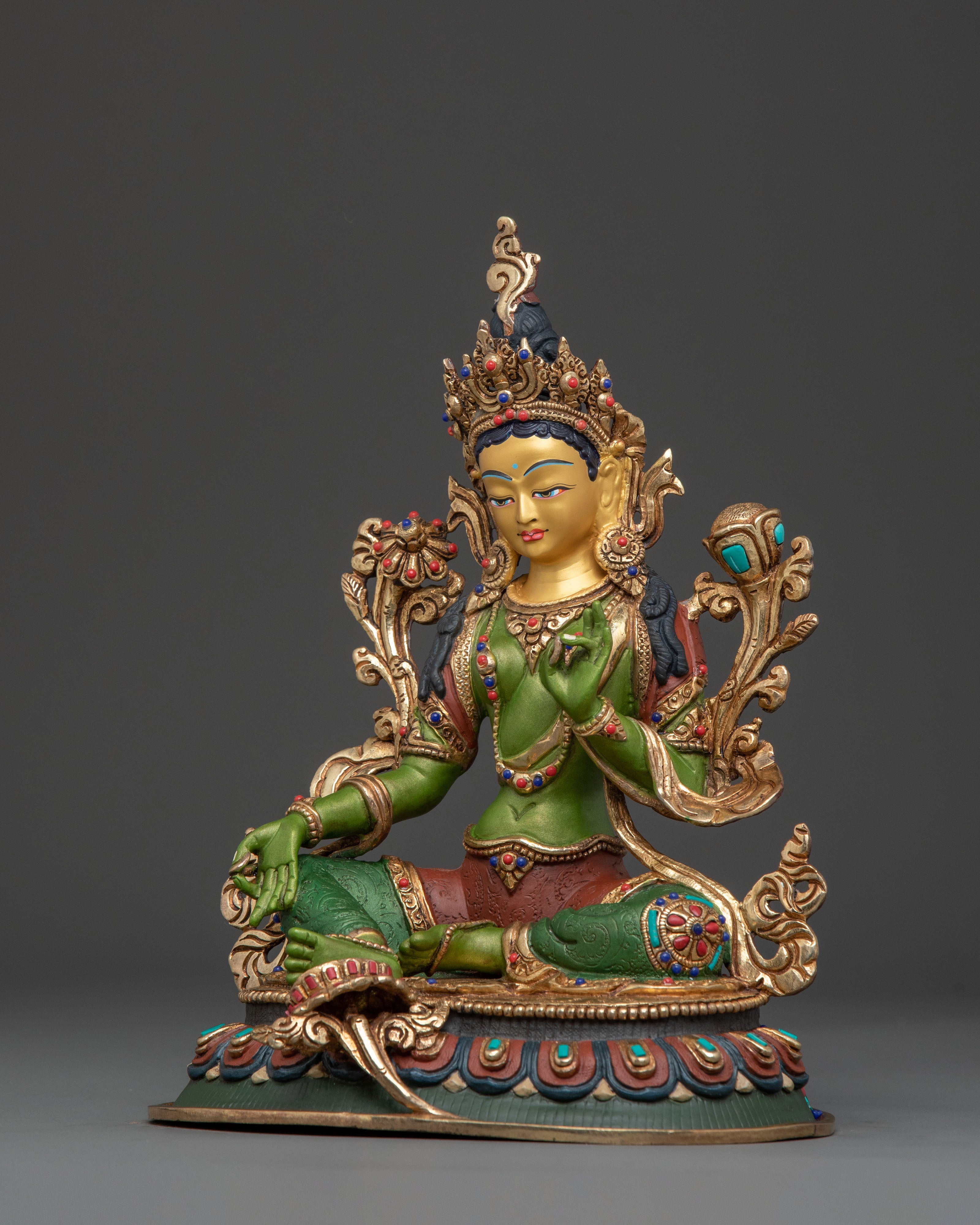 Green Tara Statue: Himalayan Buddhist Guardian