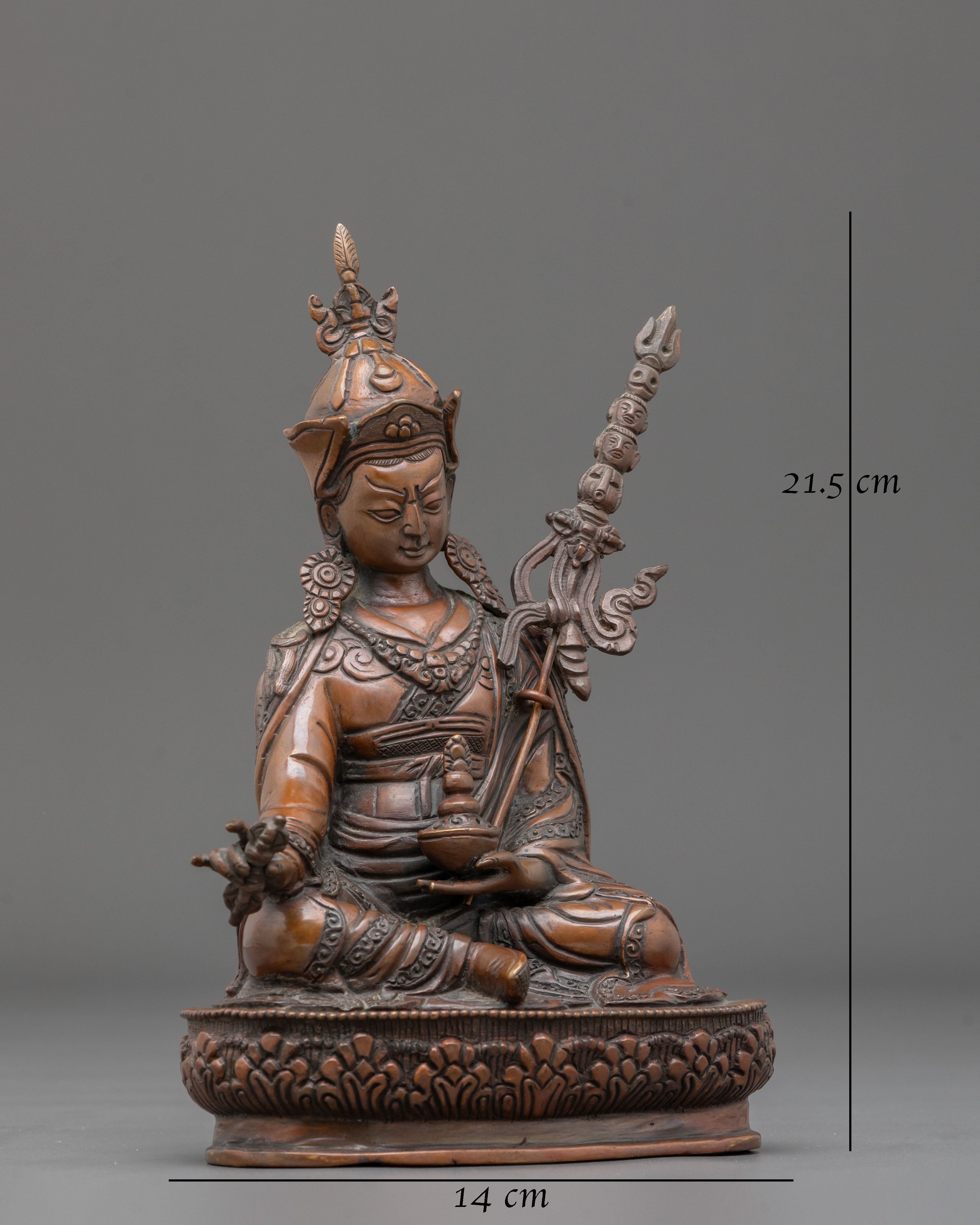 Guru Rinpoche Buddhist Altar Sculpture | Oxidized Copper Statue