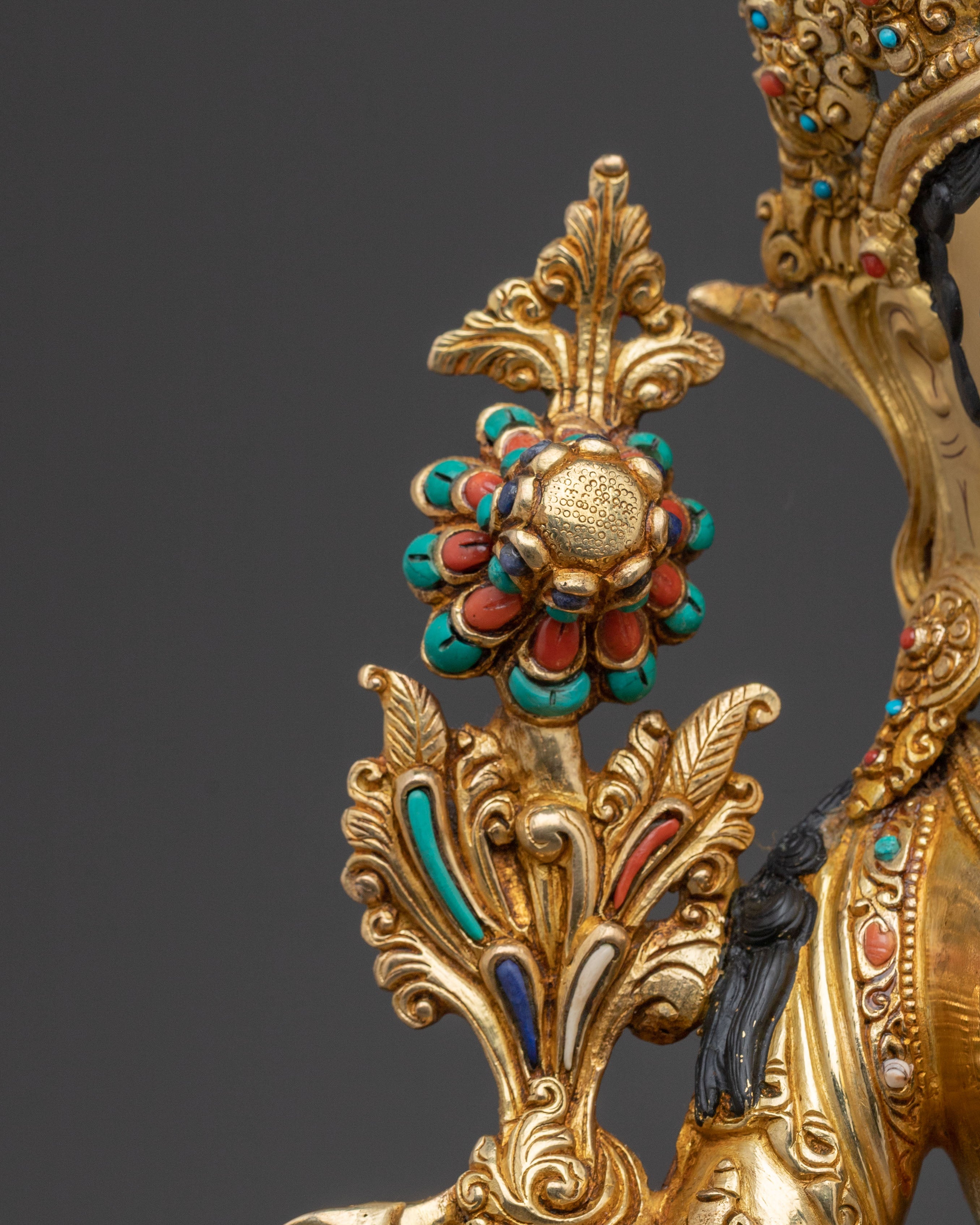 Radiant Spiritual Statue of White Tara | 24K Gold Gilded Artistry