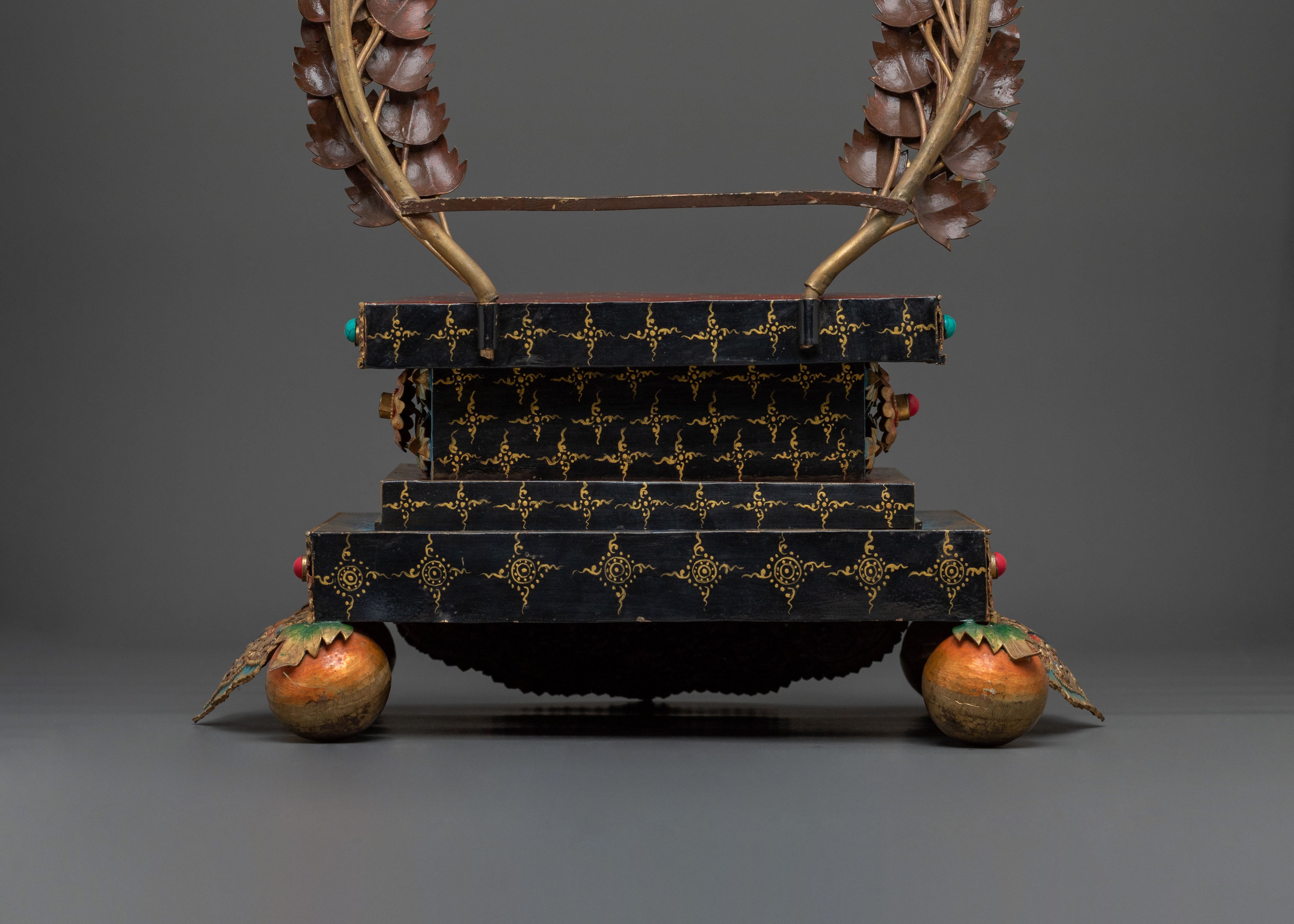 Handcrafted Buddhist Throne: Nepalese Artistry