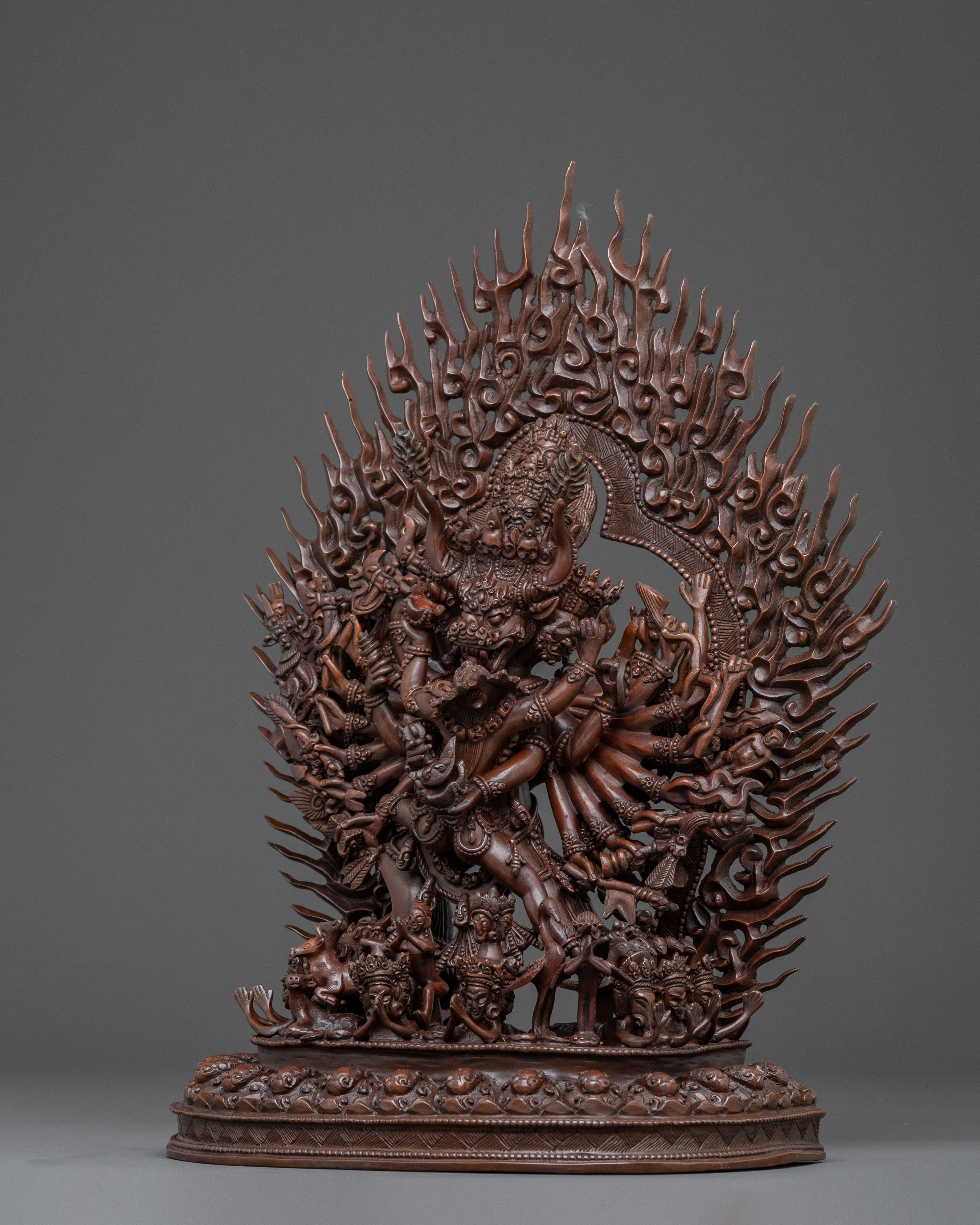 Yamantaka Sacred Statue - Oxidized Copper Art