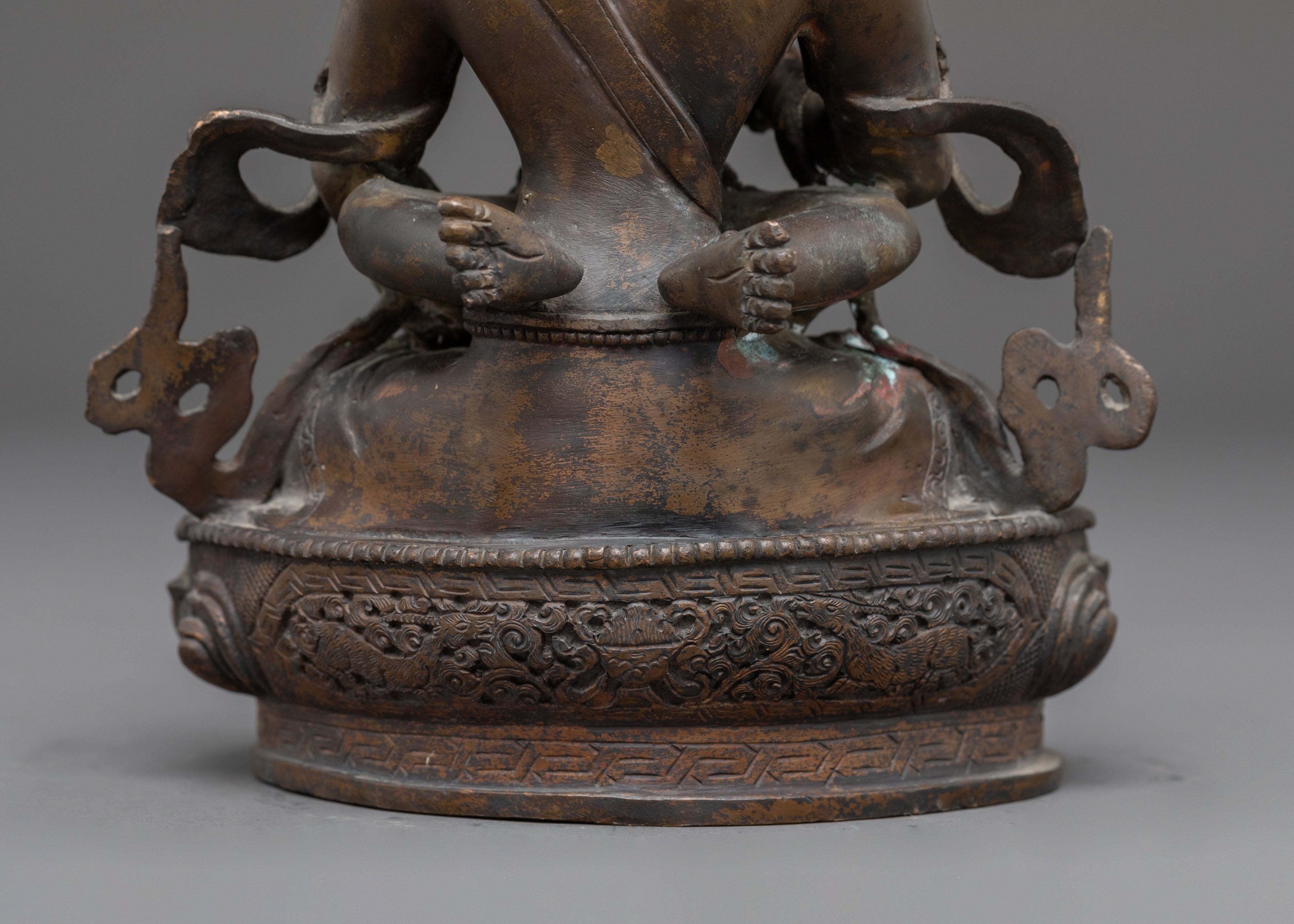 Buddhist Statue of Vajrasattva with Consort | Antique Finish