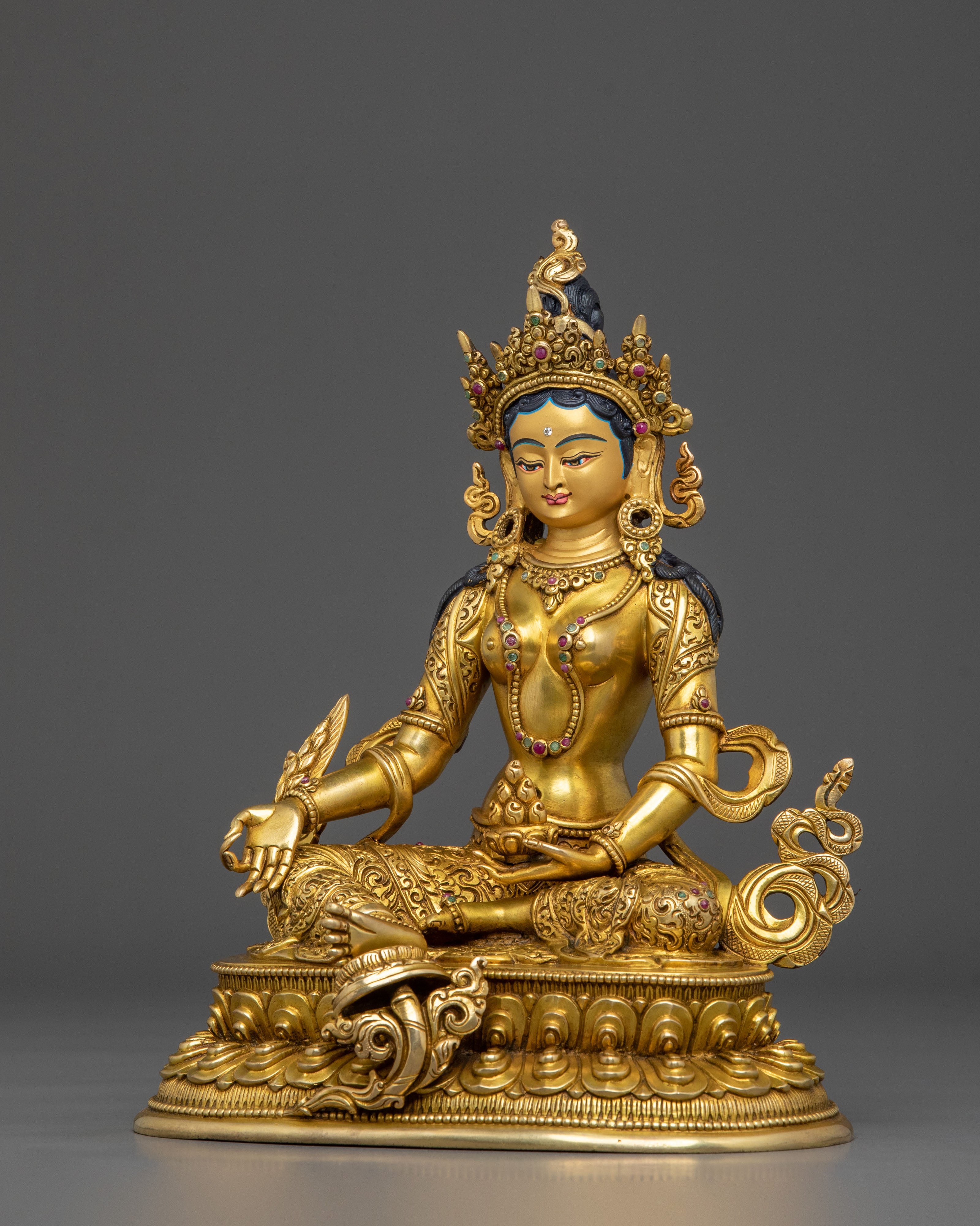 Hand Carved Kshitigarbha Statue |  Meditation Altar Decoration