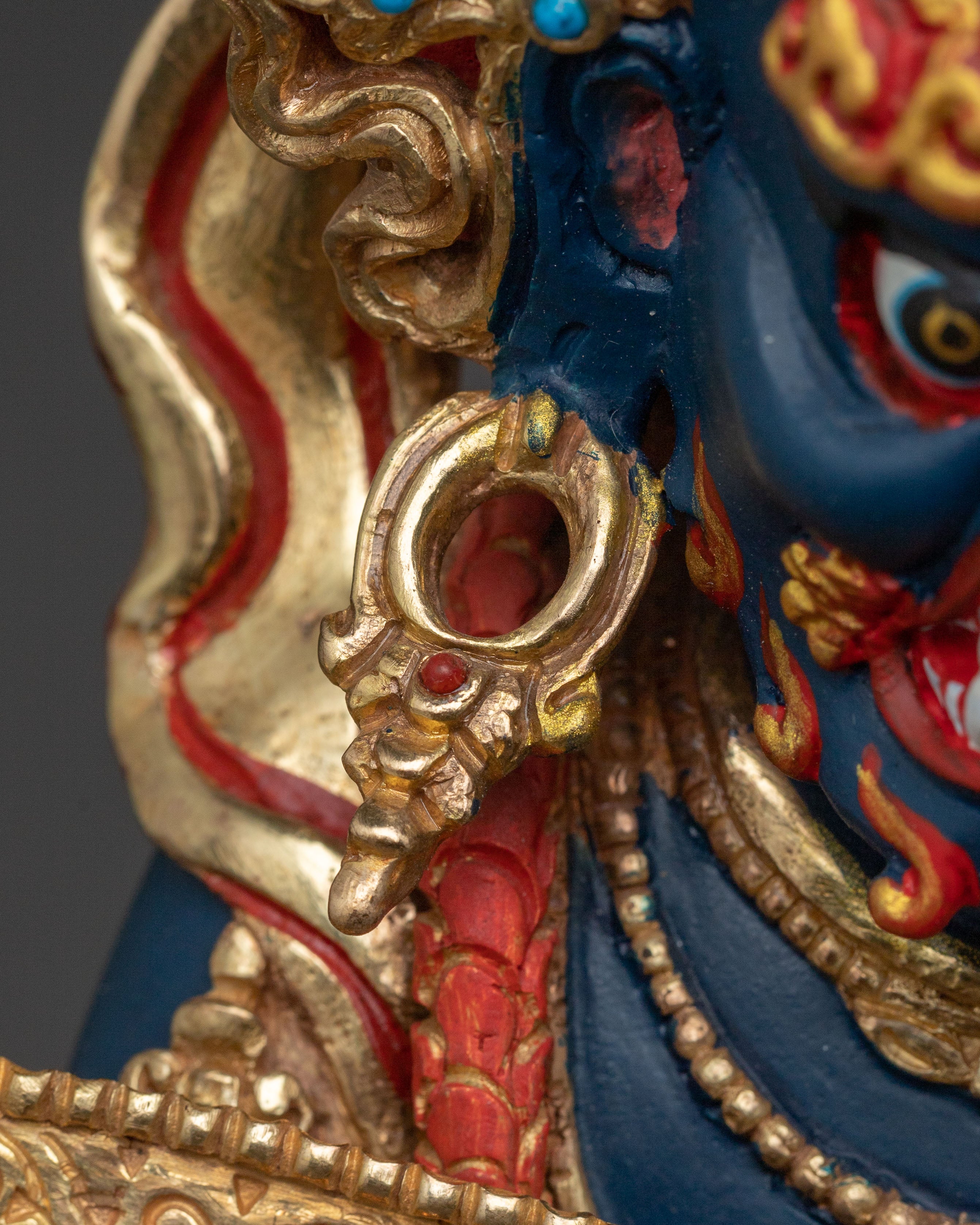 Exquisite 24K Gold Gilded Handcrafted Statue of Shakya Mahakala