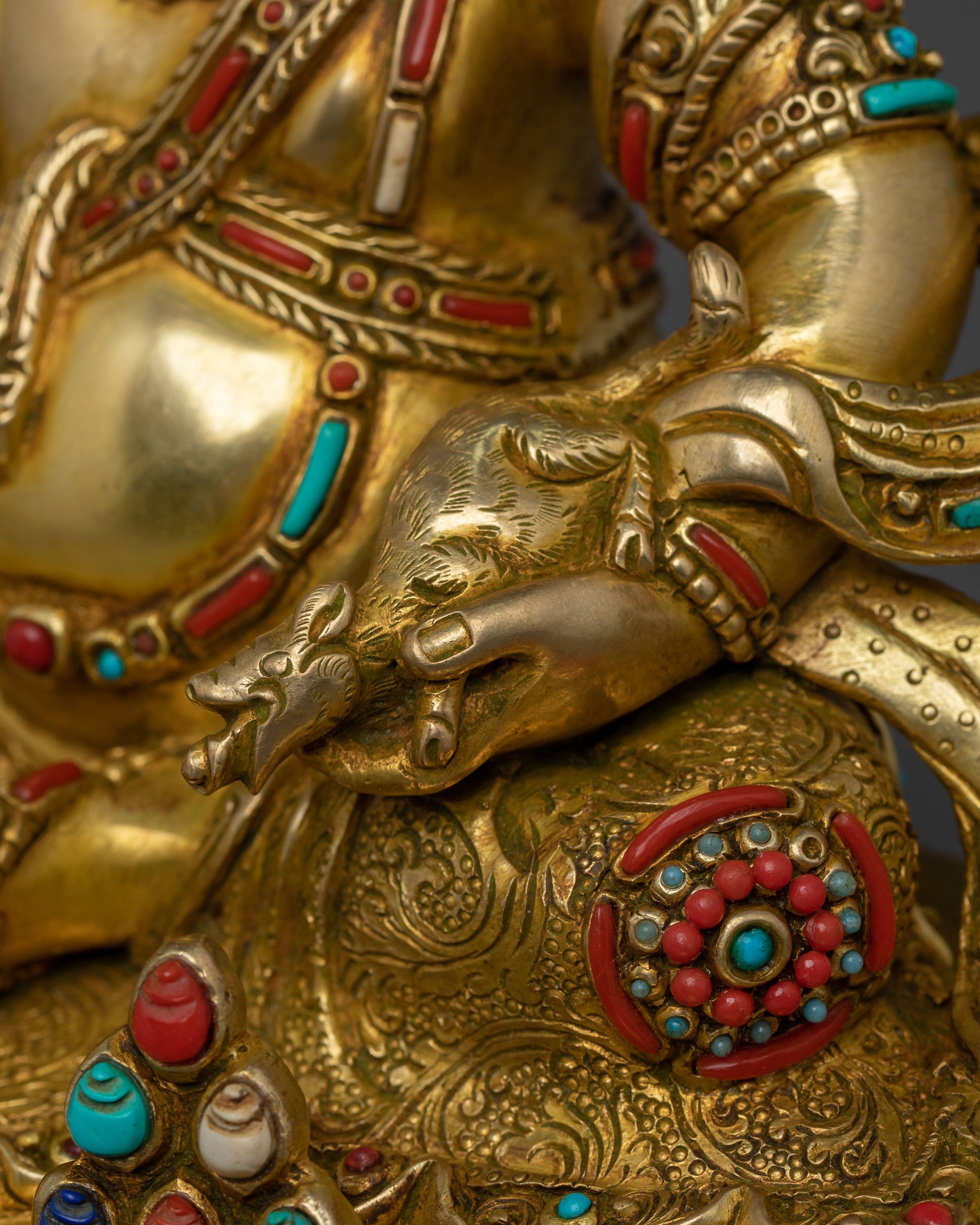 Golden Dzambhala Statue | Himalayan Sacred Figurine
