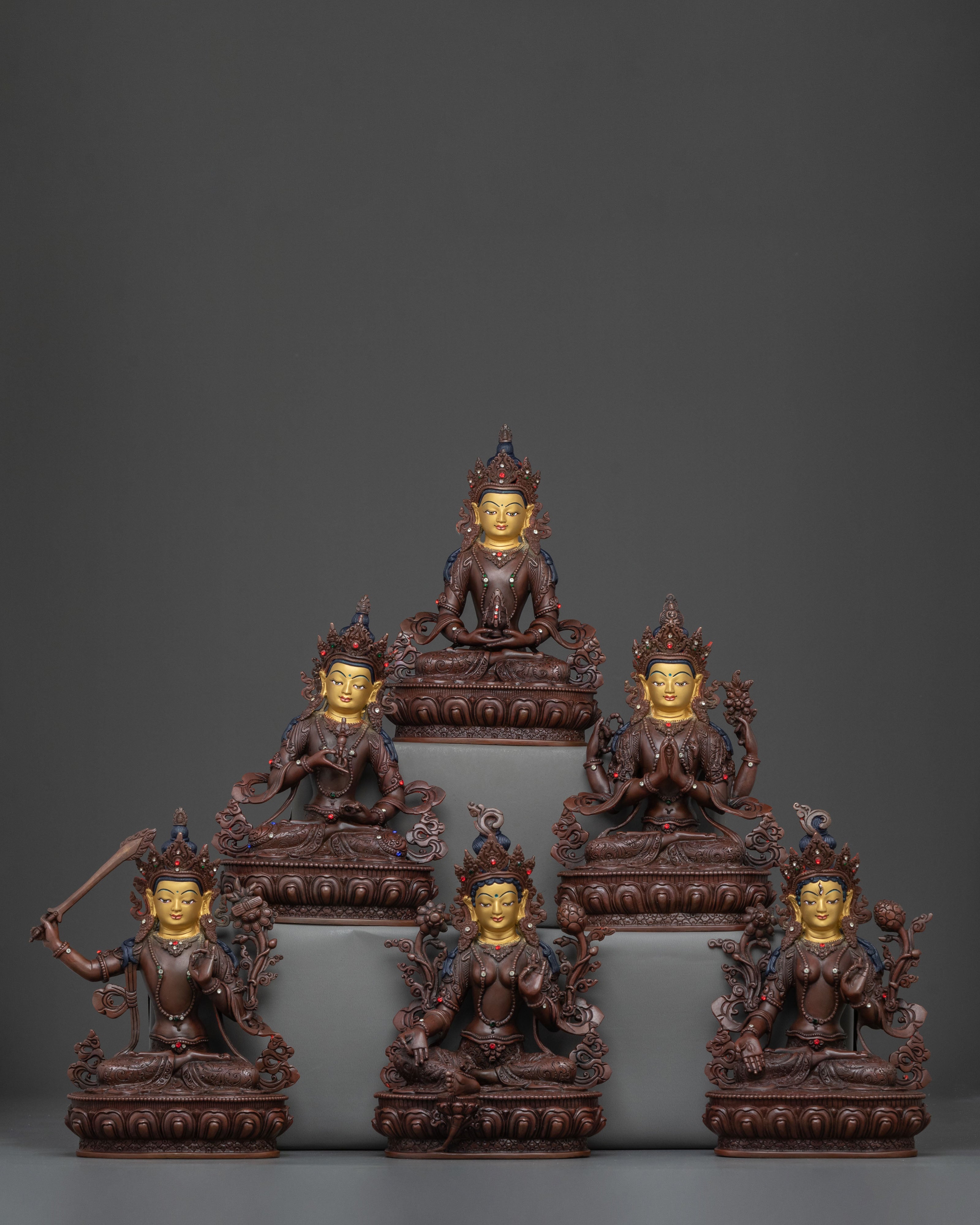 Six Bodhisattva Sacred Statue Set | Spiritual Altar Decor