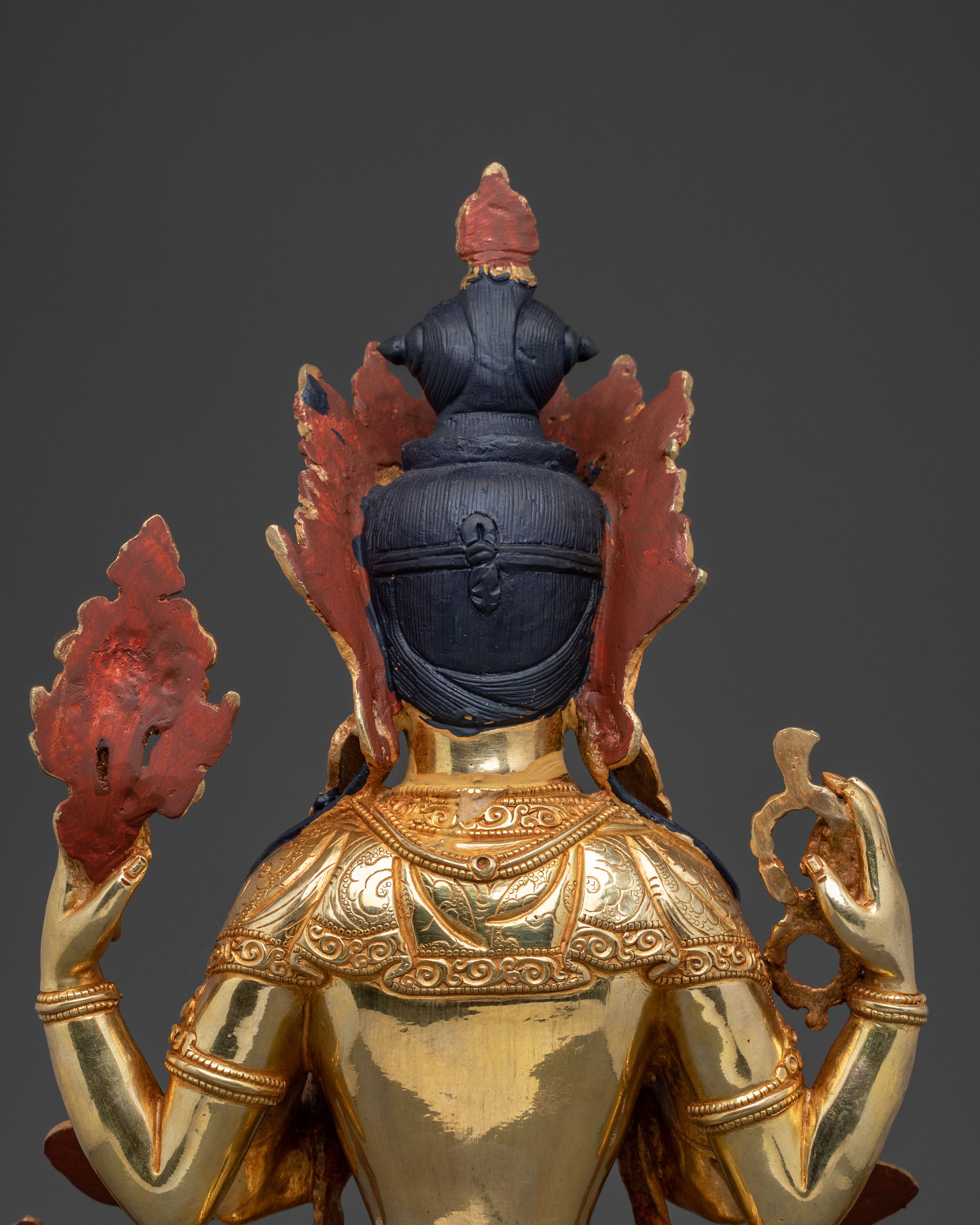 Four Armed Chenrezig Statue | 24K Gold Gilded Icon
