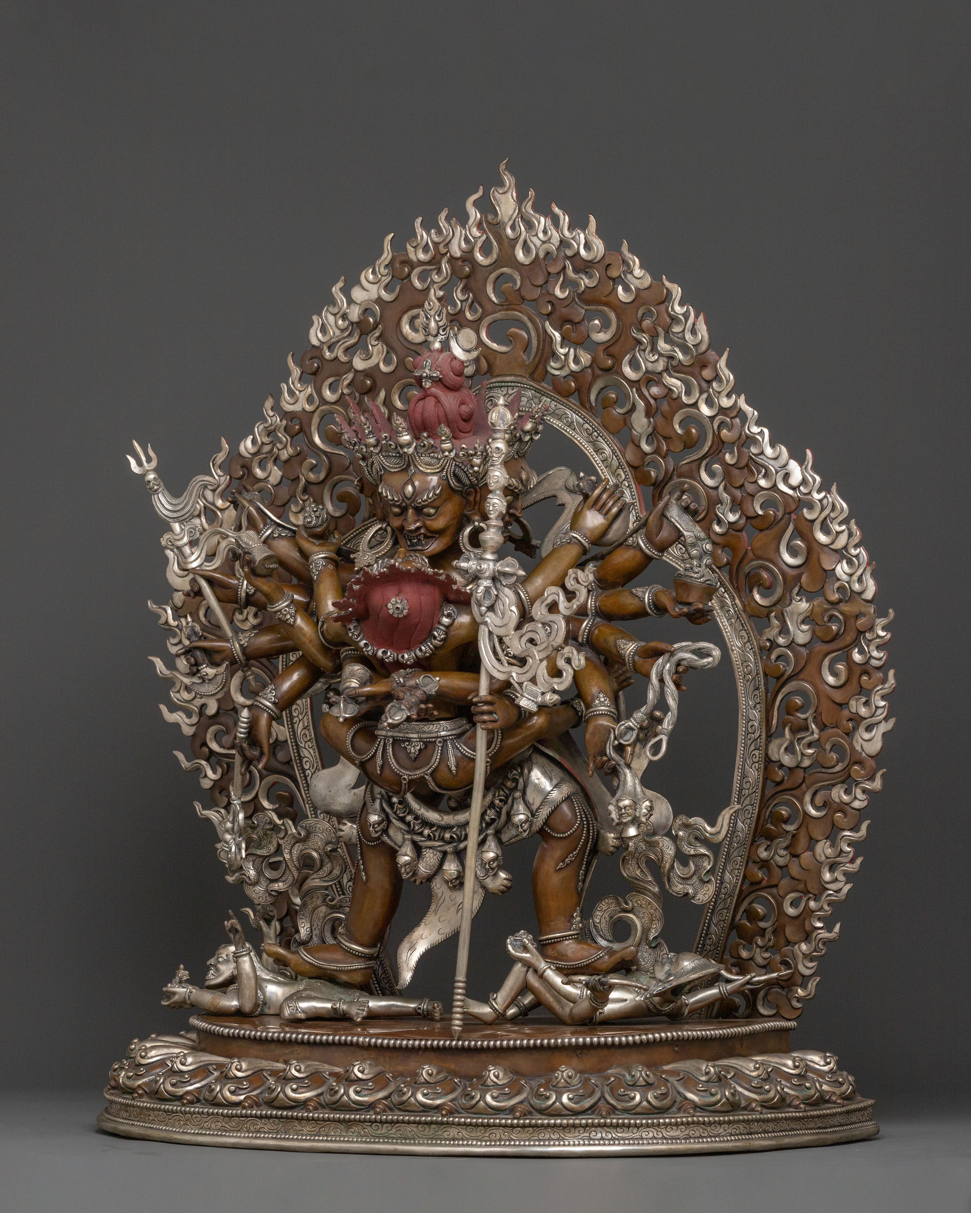 Chakrasamvara Oxidized Copper Statue | Silver-Plated
