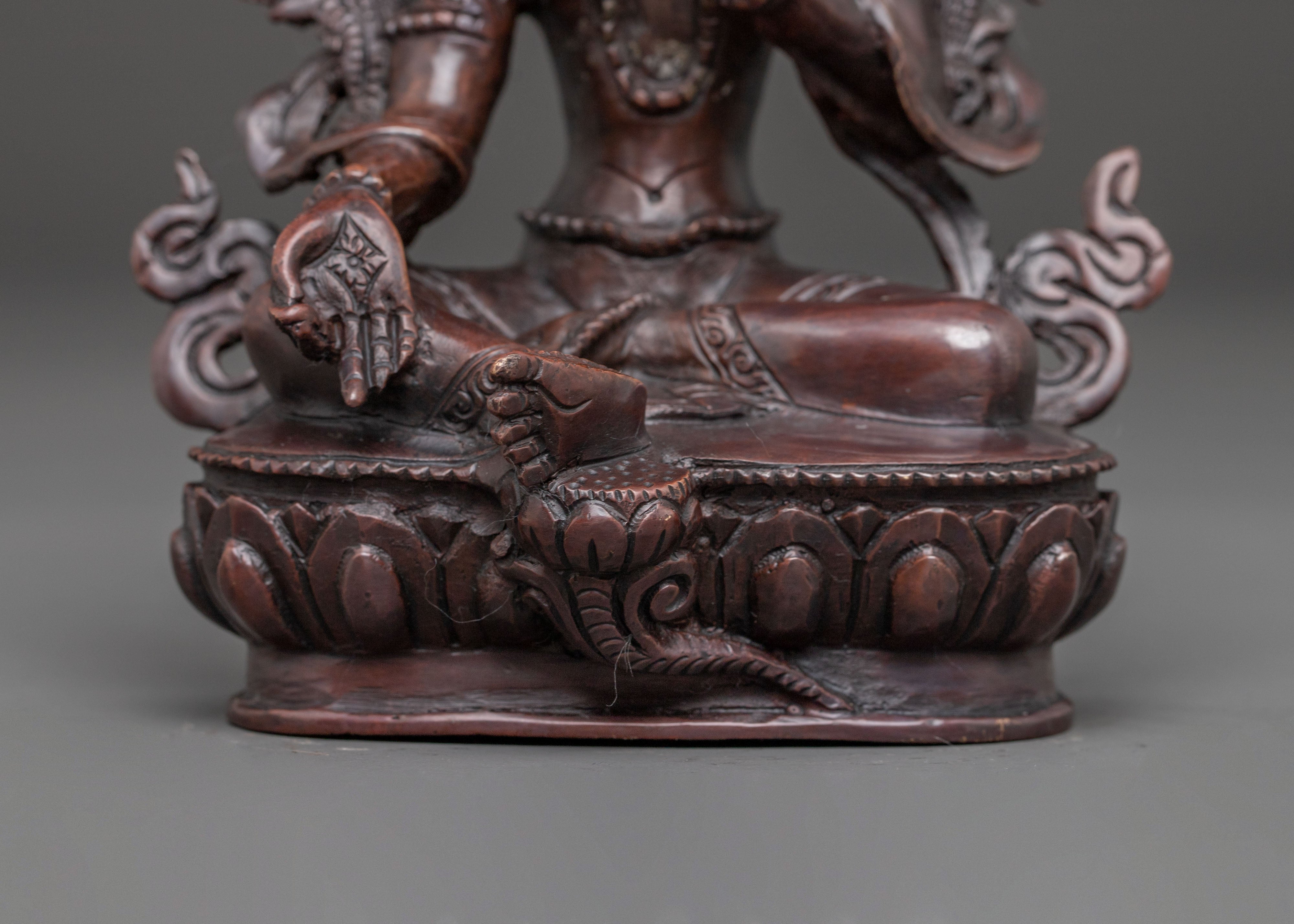 Handcrafted Green Tara Oxidized Statue | Traditional Himalayan Art