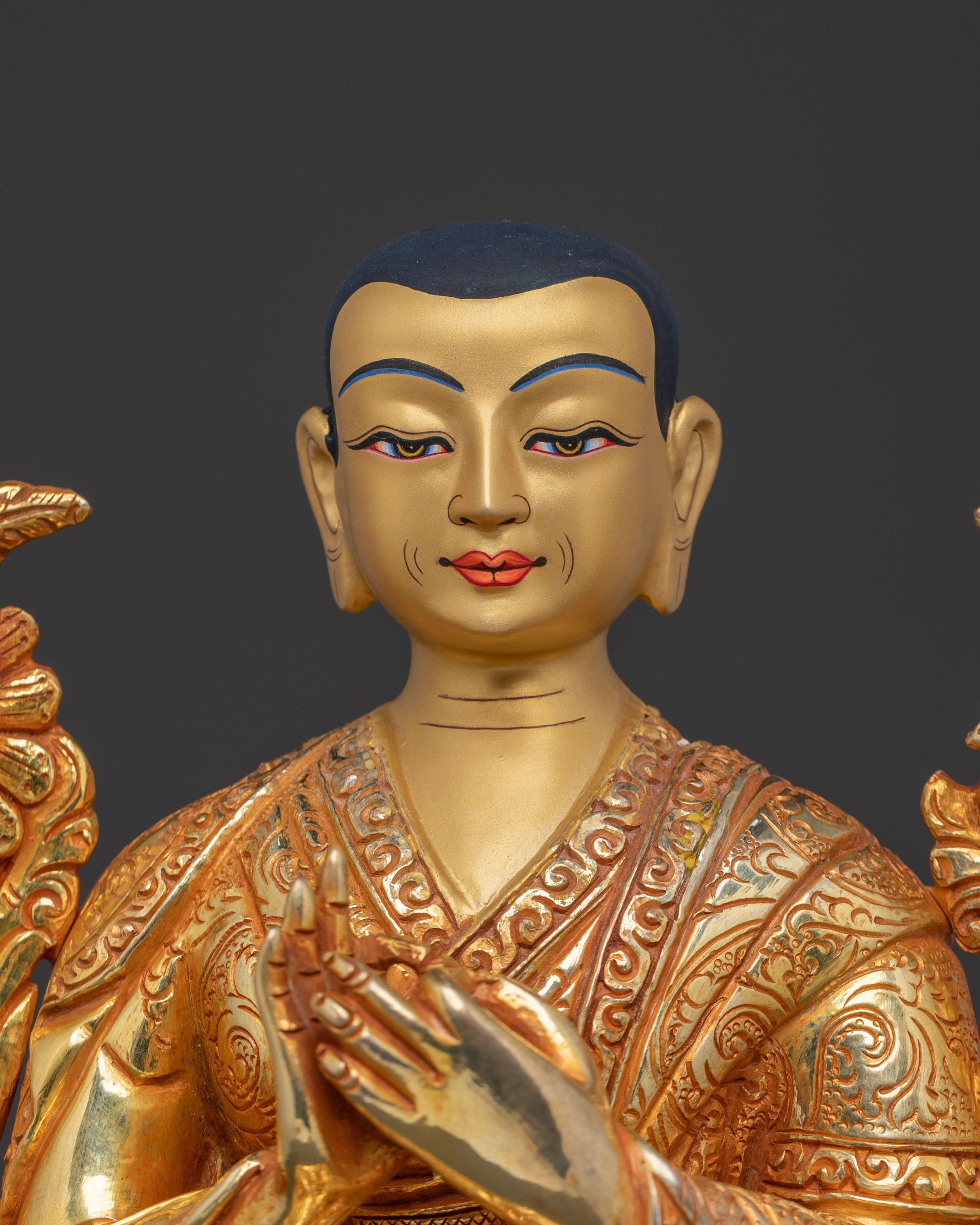 Tsongkhapa with Disciples 24K Gold Gilded Statue