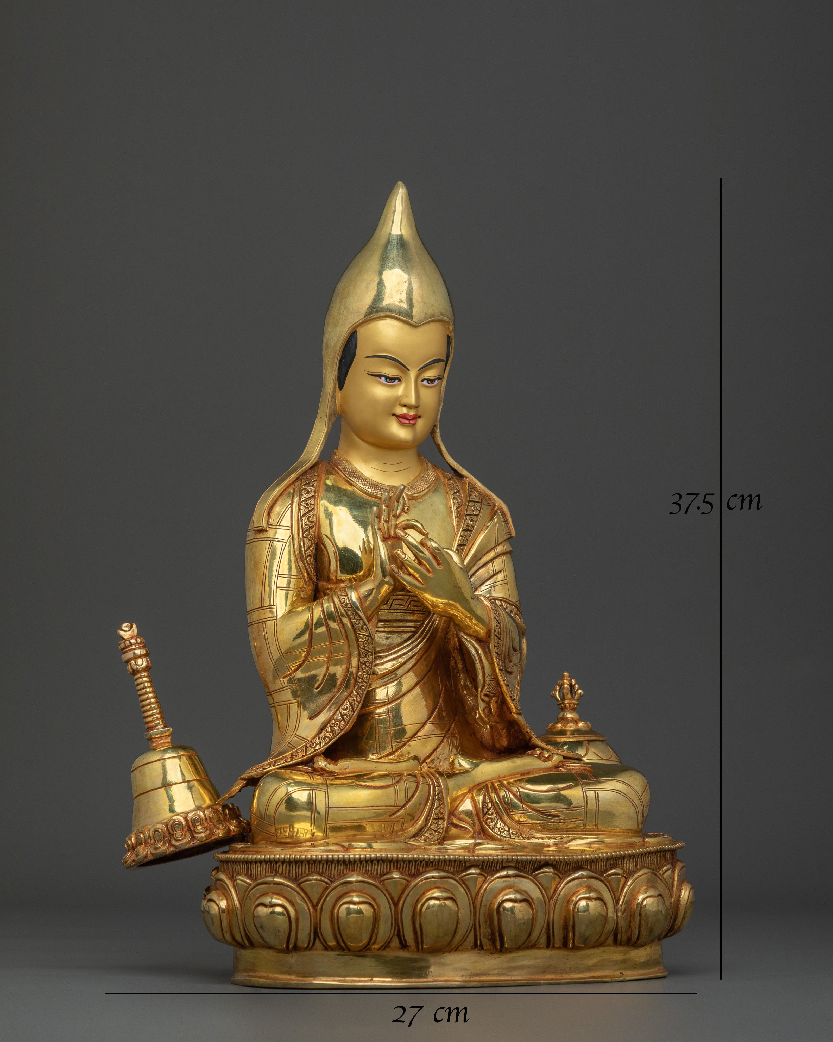 Atisa Sculpture | 24K Gold Gilded Buddhist Master