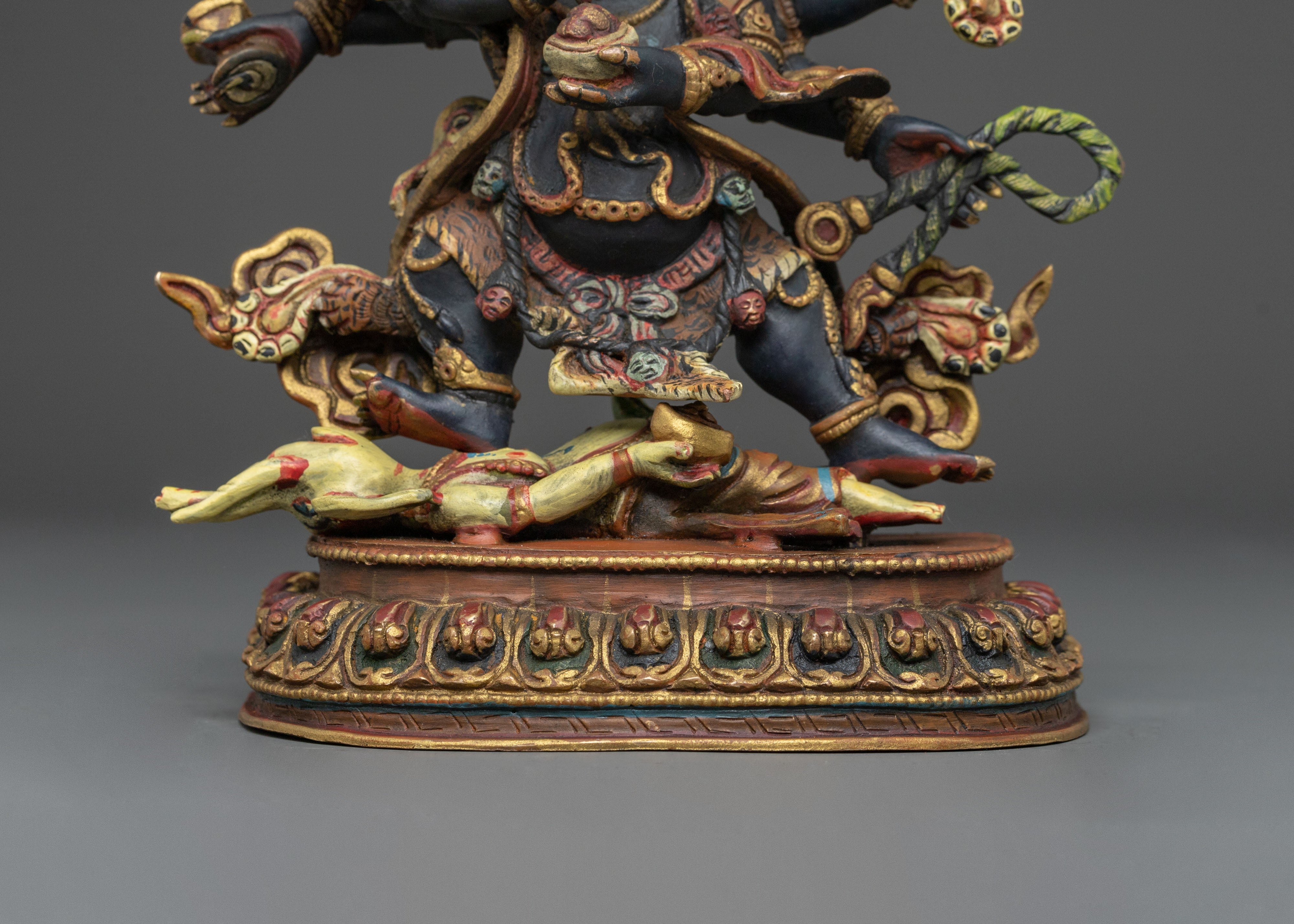 Handmade Six-Armed Mahakala Sacred Figurine | Wrathful Protector of Wisdom