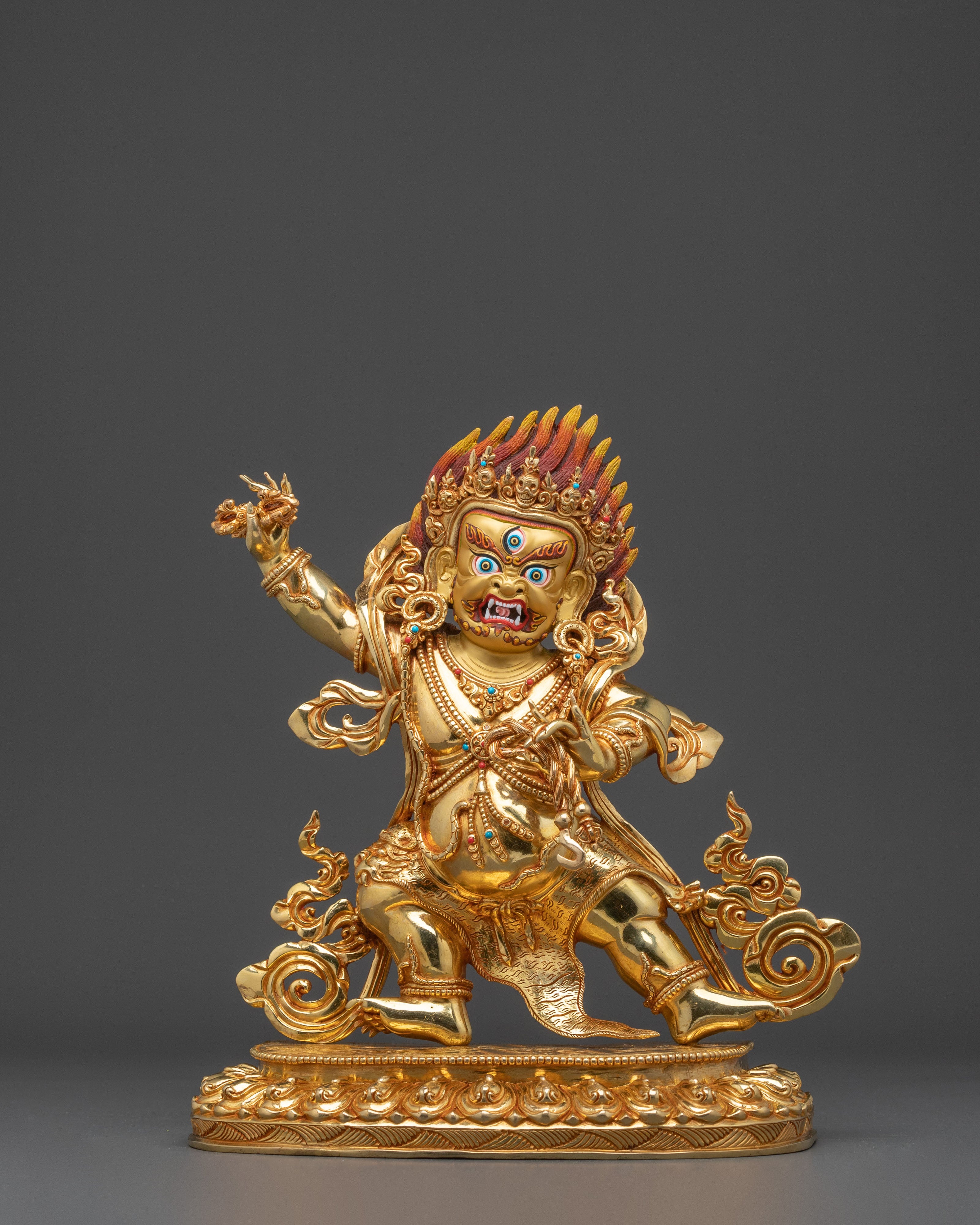 Sacred Statue of Vajrapani Statue: 24K Gold Gilded