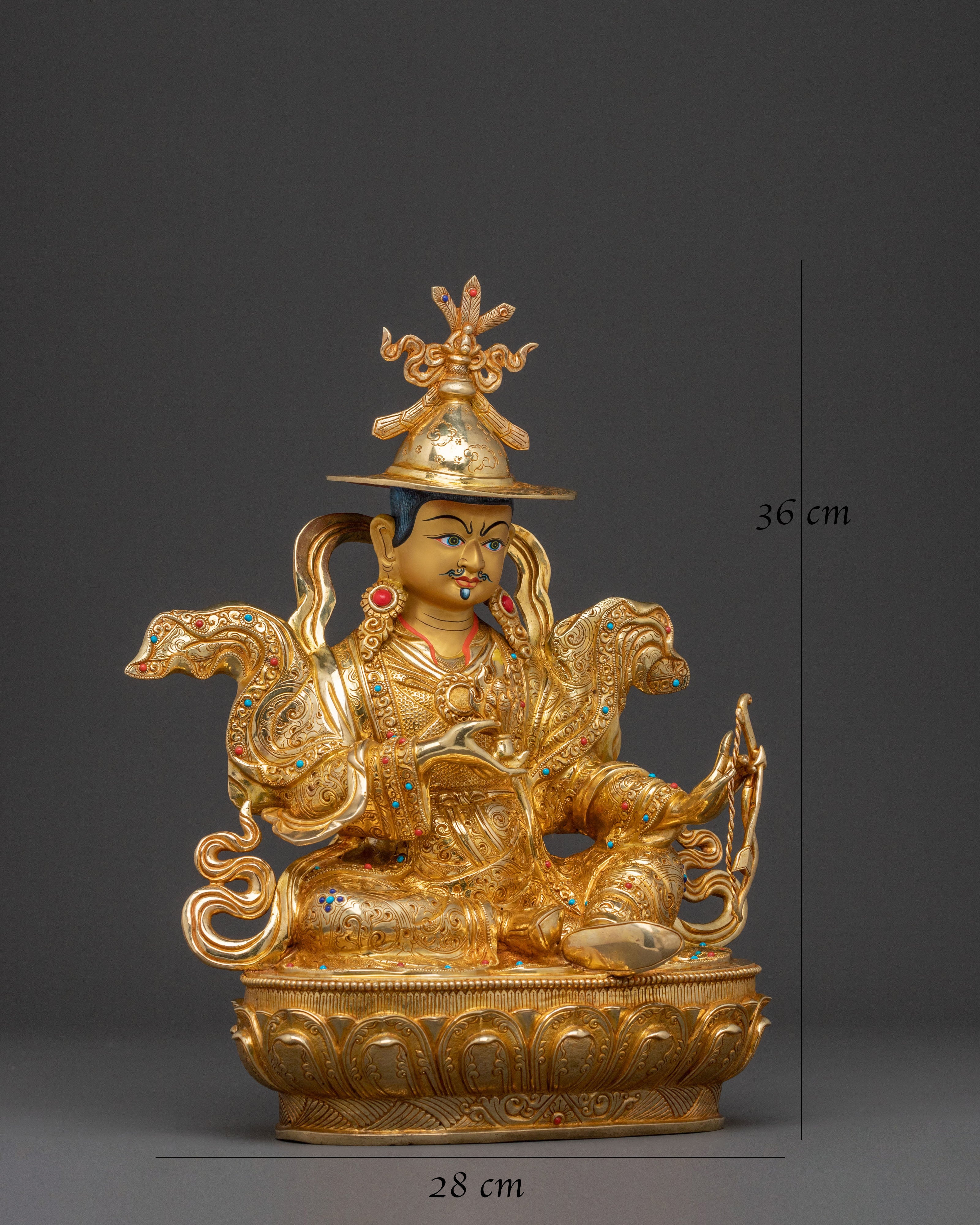 Wealth King Gesar Sculpture: 24K Gold Gilded
