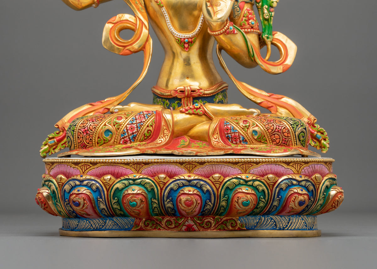 Manjushri 24K Gold Gilded Copper Statue: Wisdom Embodied