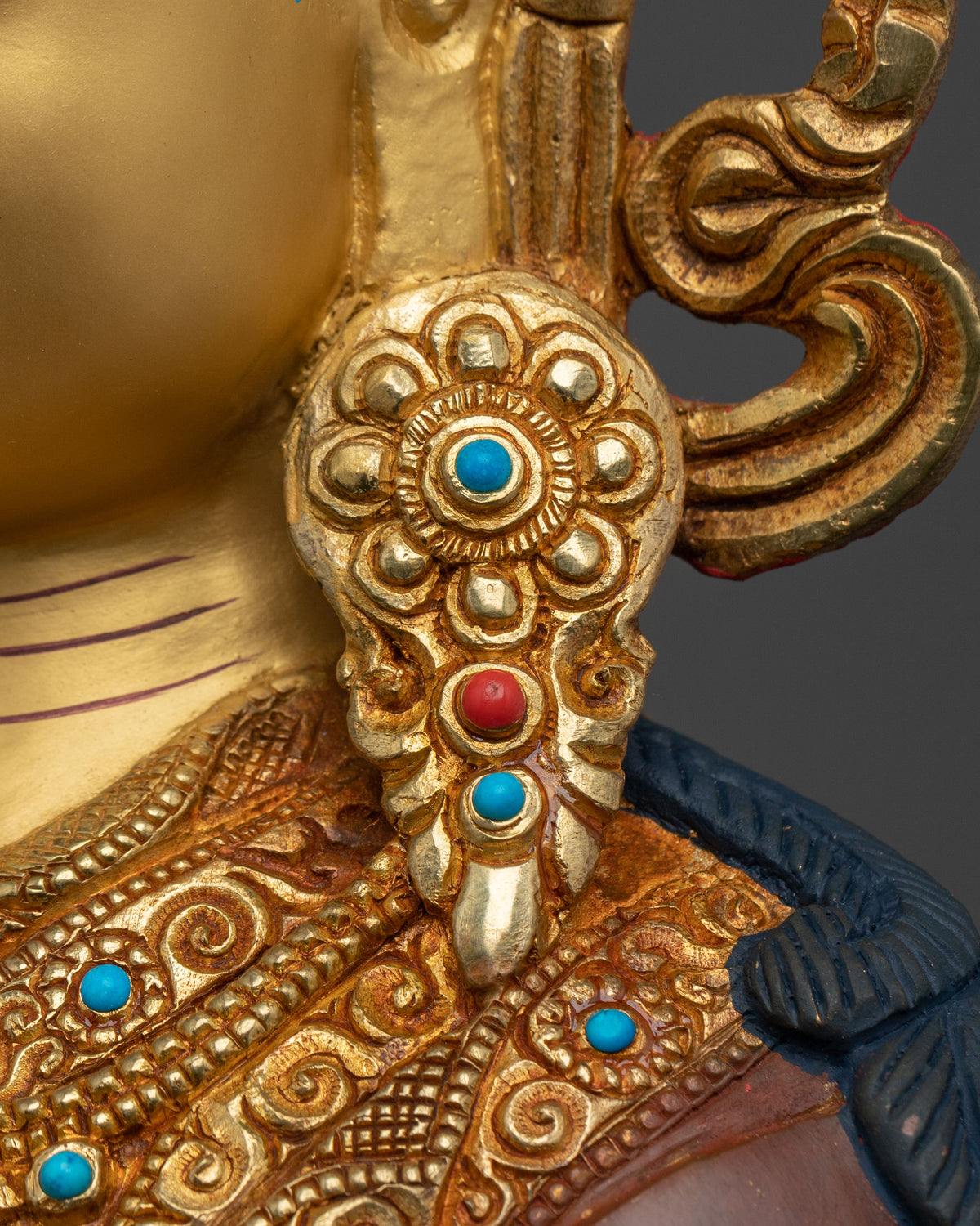 Guru Rinpoche 24K Gold-Coated Statue | Tibetan Guru Figurine