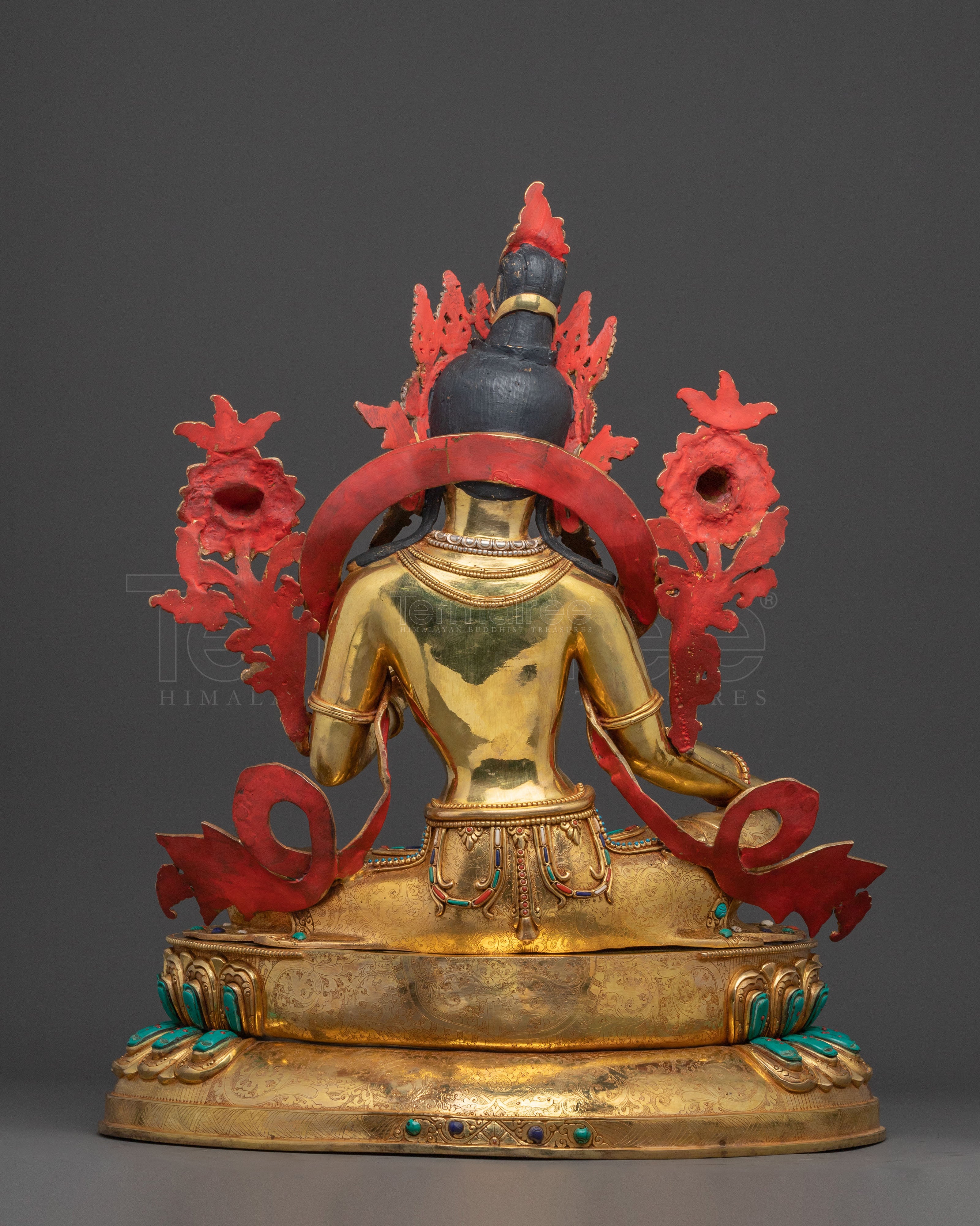 Green Tara Goddess Golden Statue - Triple Layer of 24K Gold Gilding