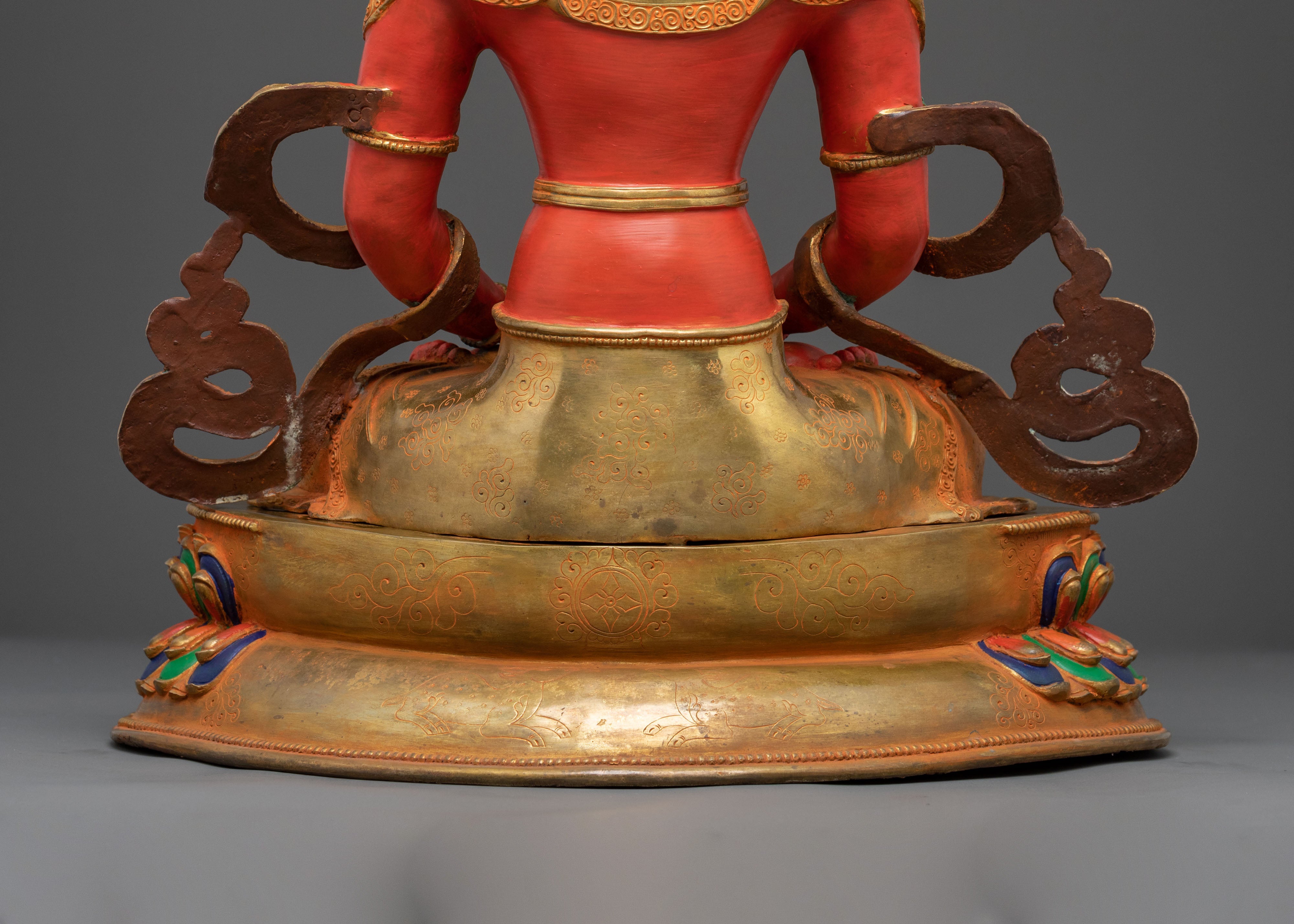 Amitayus Statue Tsepakme: 24K Gold Gilded Copper