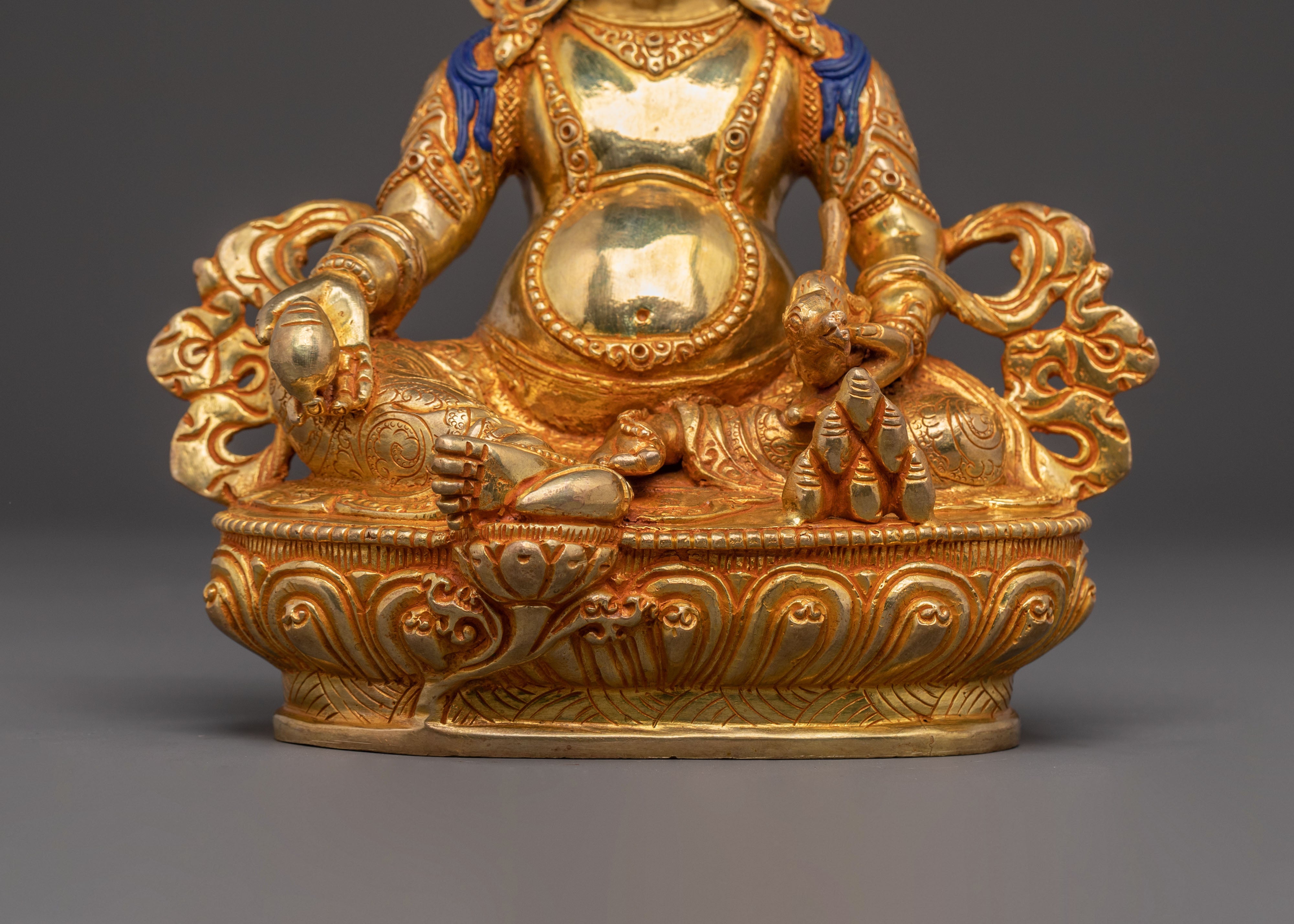 Handcrafted Dzambhala Spiritual Statue – 24K Gold Gilded Art