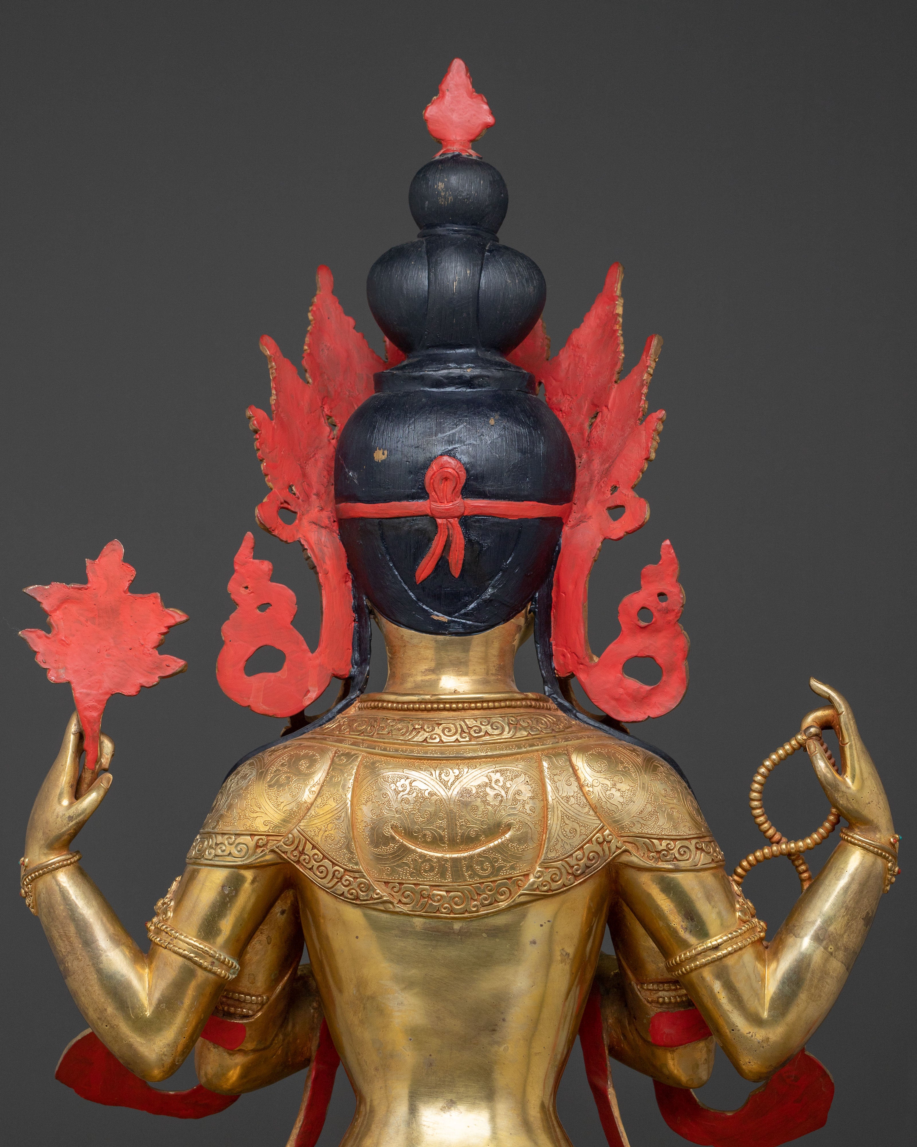 Bodhisattva Compassion Chenrezig Statue with 24K Gold Glided