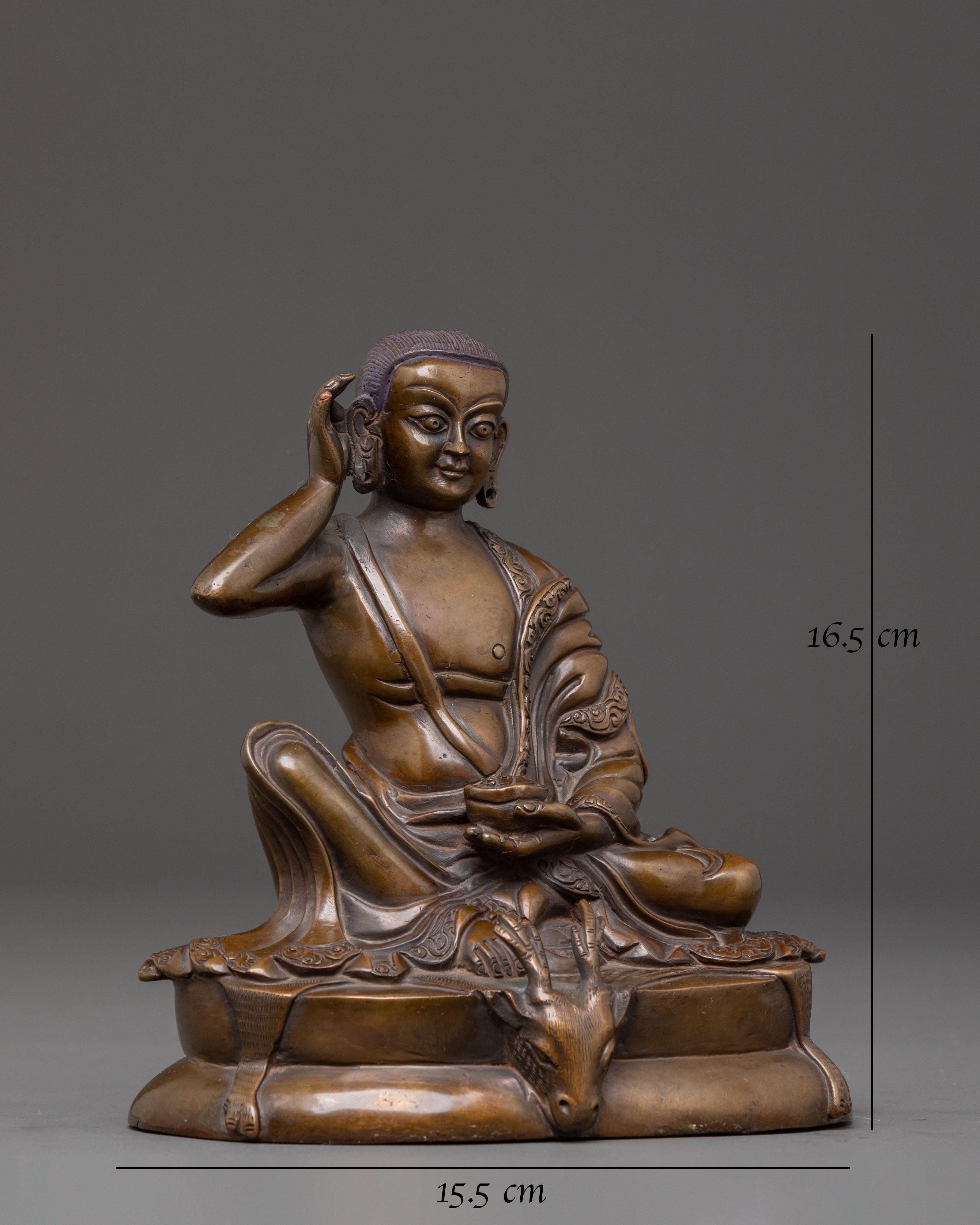 Handmade Milarepa Oxidized Statue | Tibetan Yogi and Poet