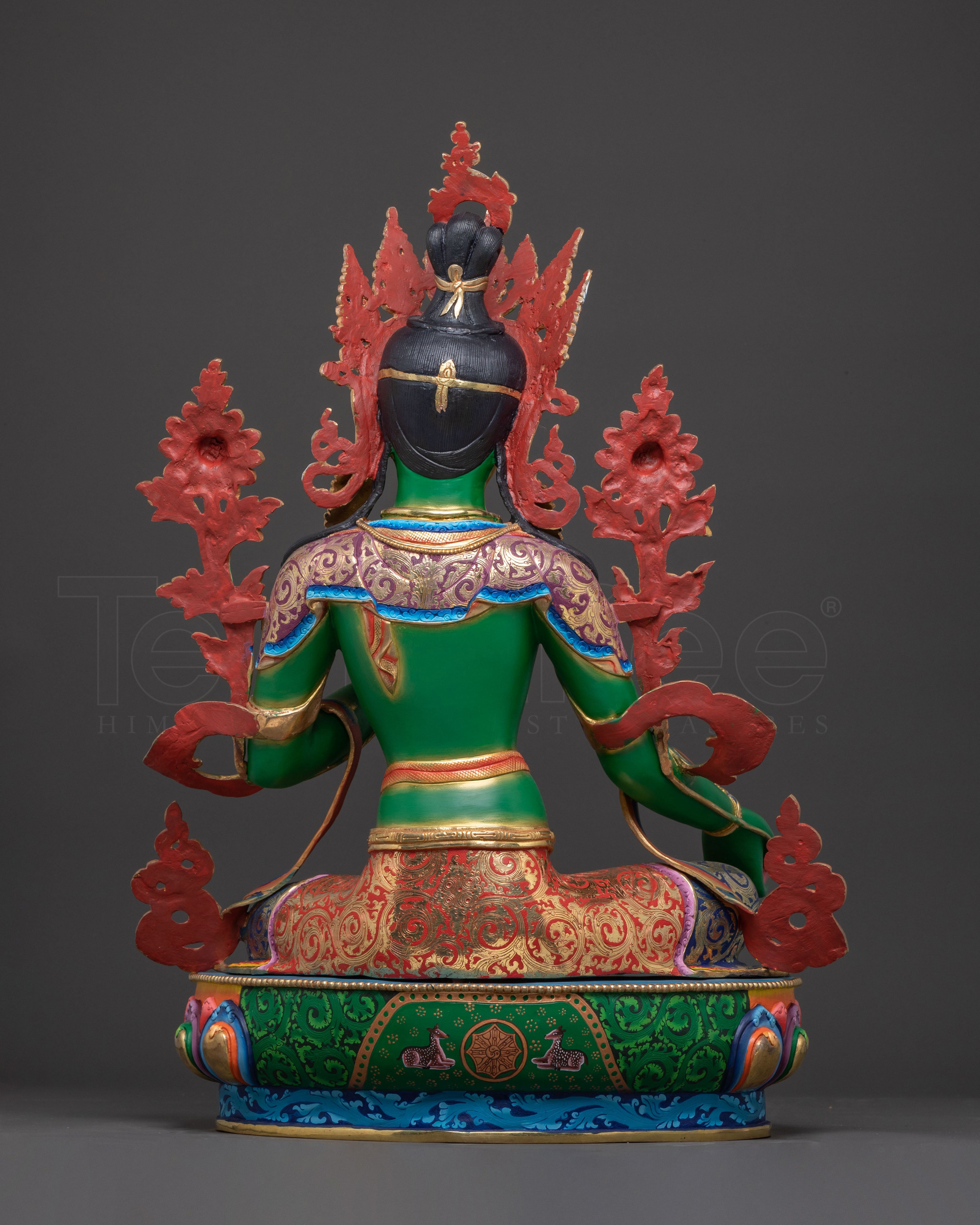 Handcrafted Divine Green Tara Statue – 24K Gilded Masterpiece