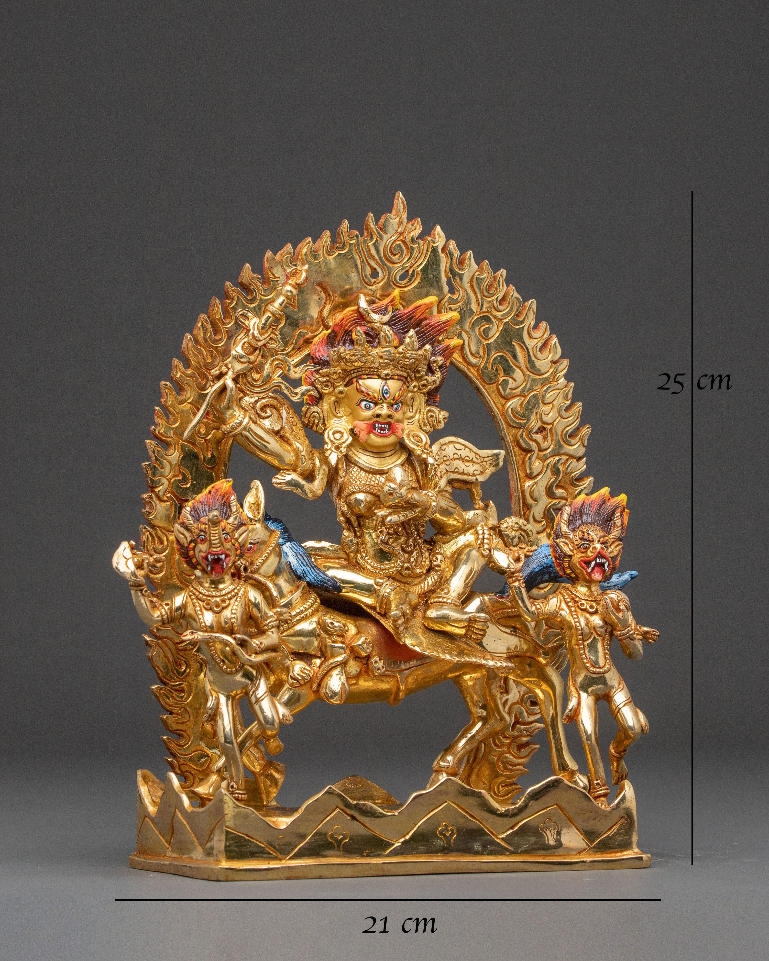Wrathful Protectress Palden Lhamo Statue | 24K Gold Gilded
