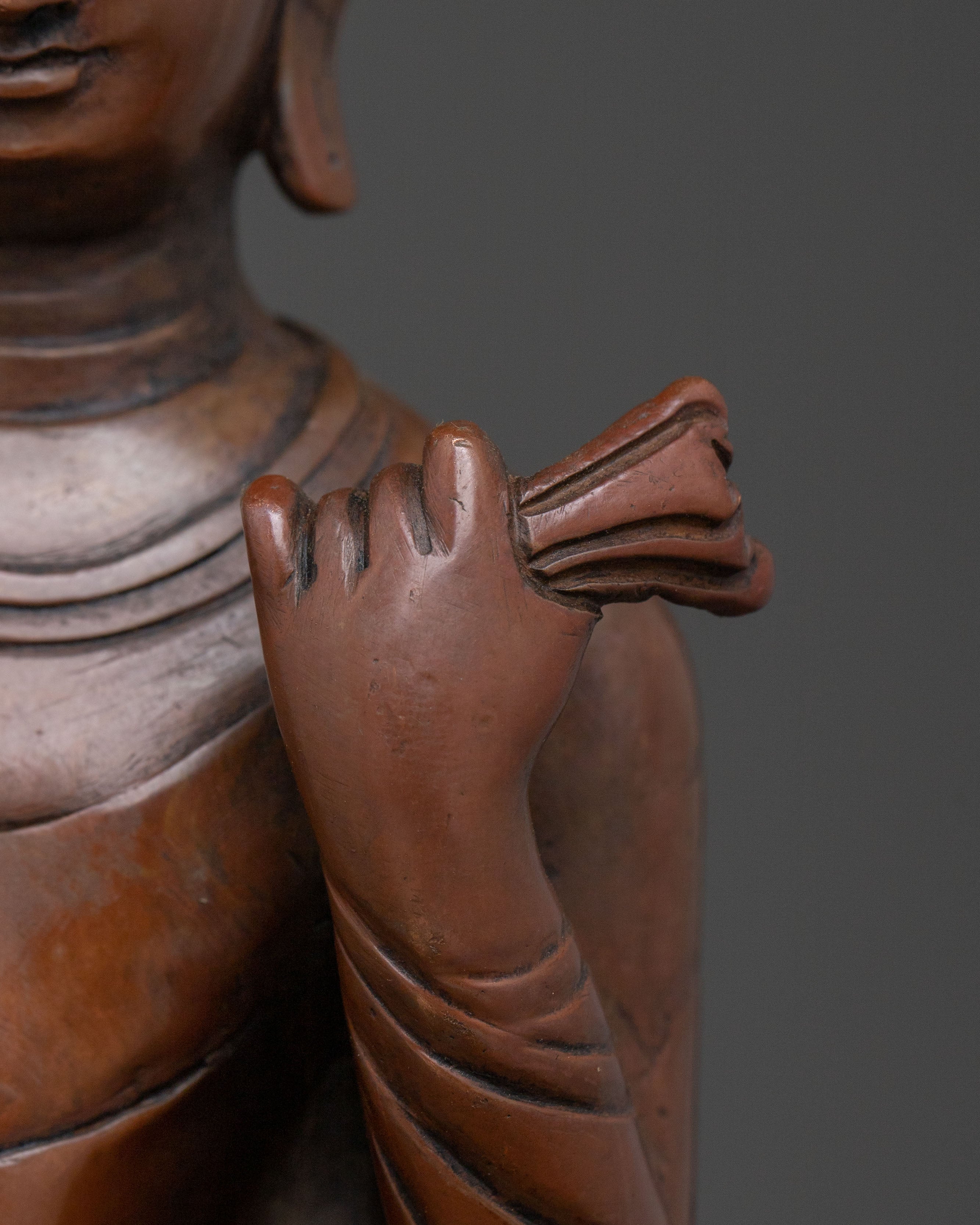 Dipankara Buddha Altar Statue | Oxidized Copper Figure