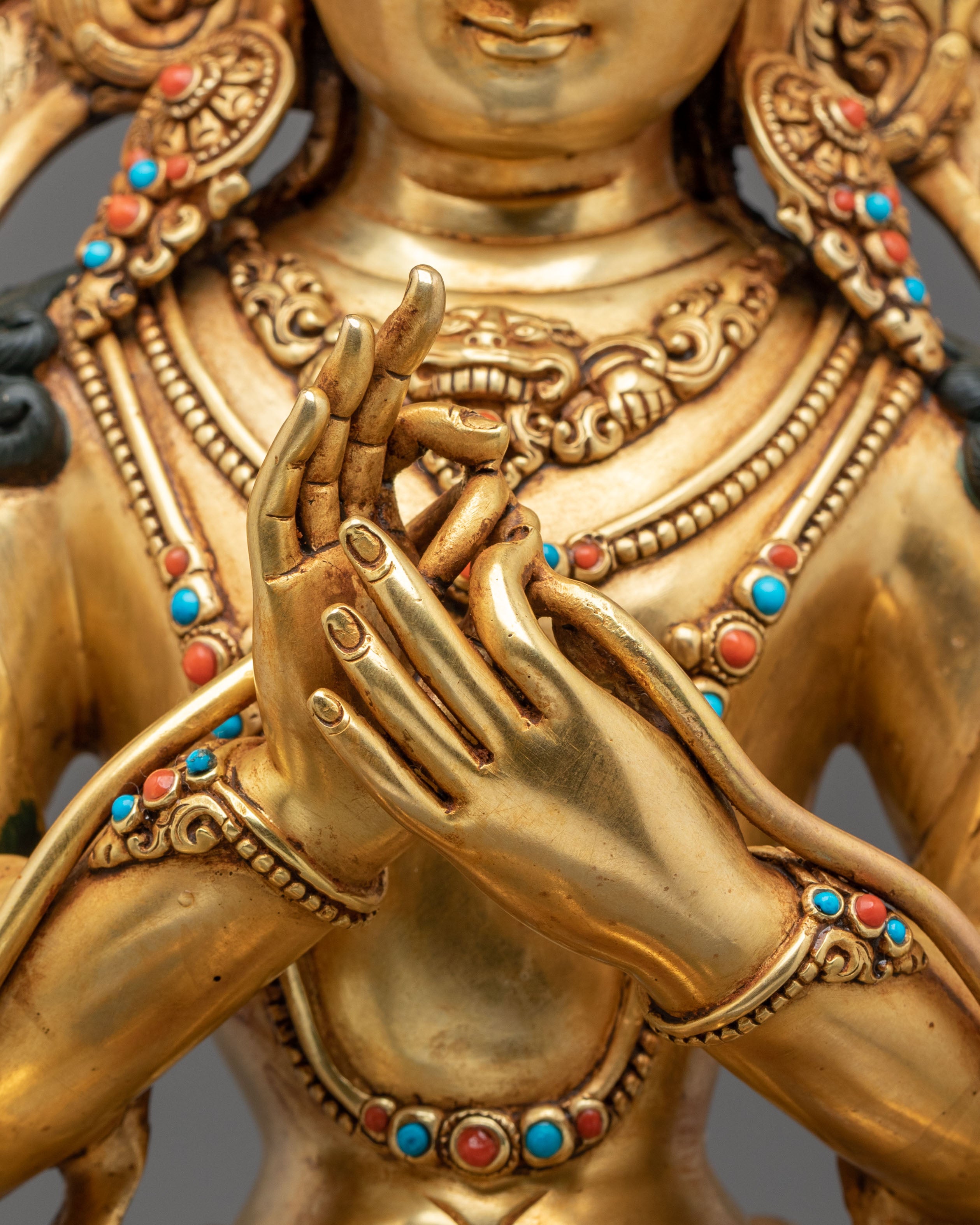 Tikshna Manjushri: 24K Gold Gilded Copper Statue
