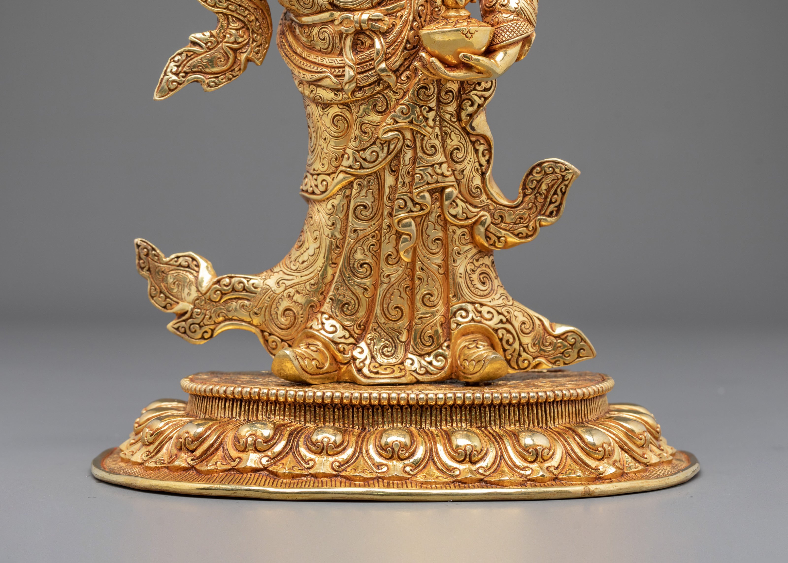 Dancing Guru Rinpoche Statue | 24K Gold Gilded Artistry