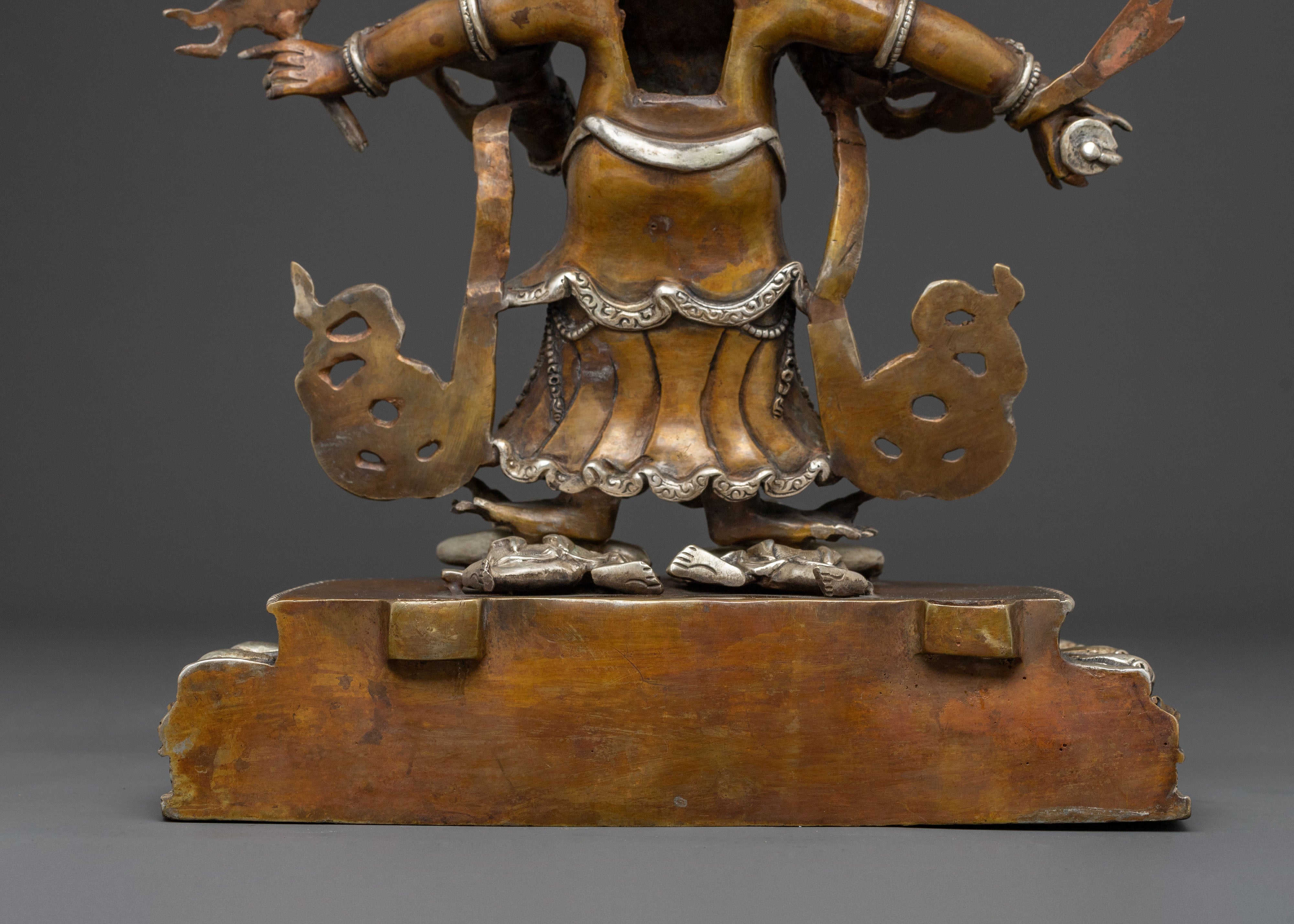 White Mahakala Spiritual Statue | Silver Plated Elegance