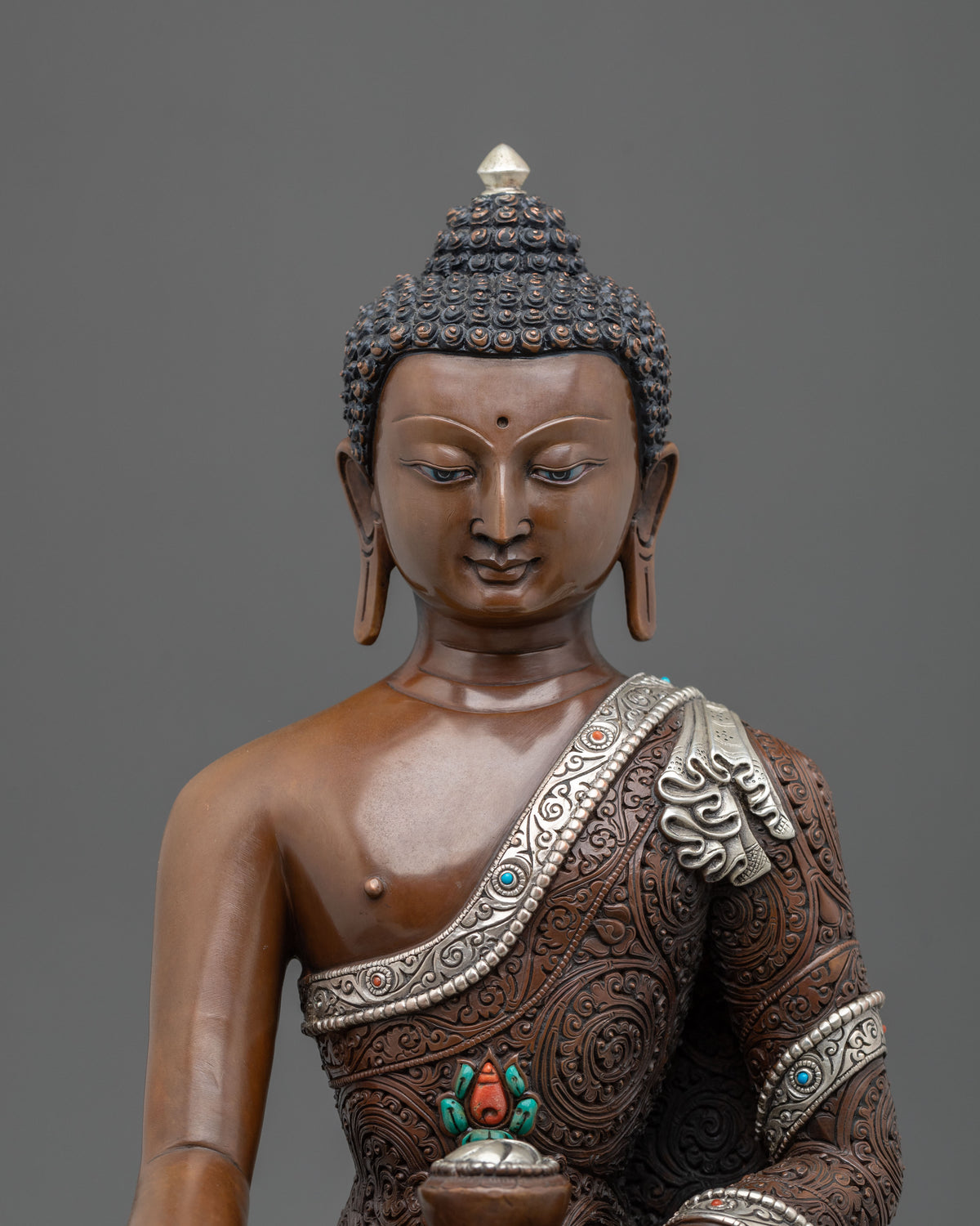 Shakyamuni Buddha Statue | Oxidized Copper Buddhist Figurine