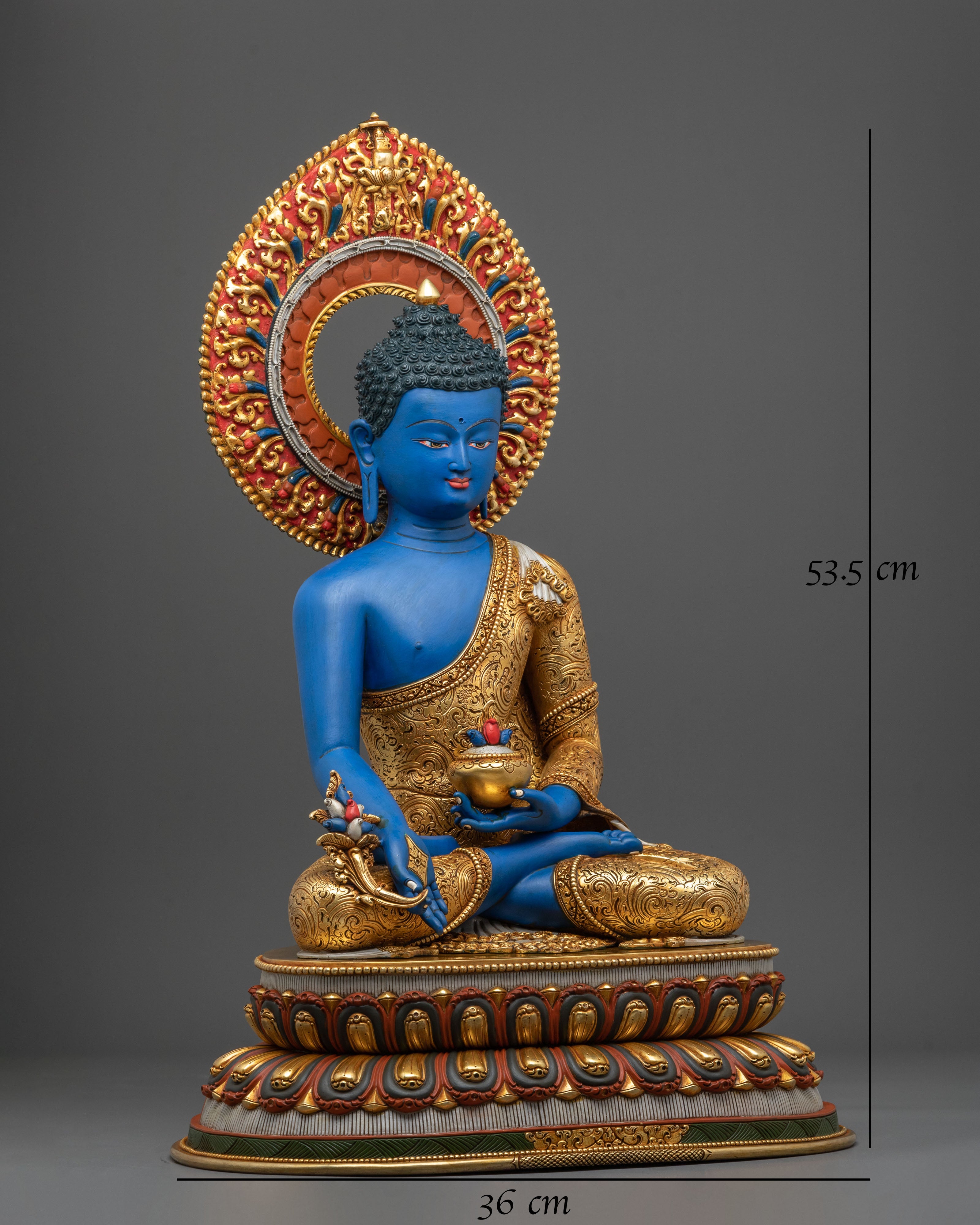 Medicine Buddha Healing Lineage Statue | 24K Gold Gilded