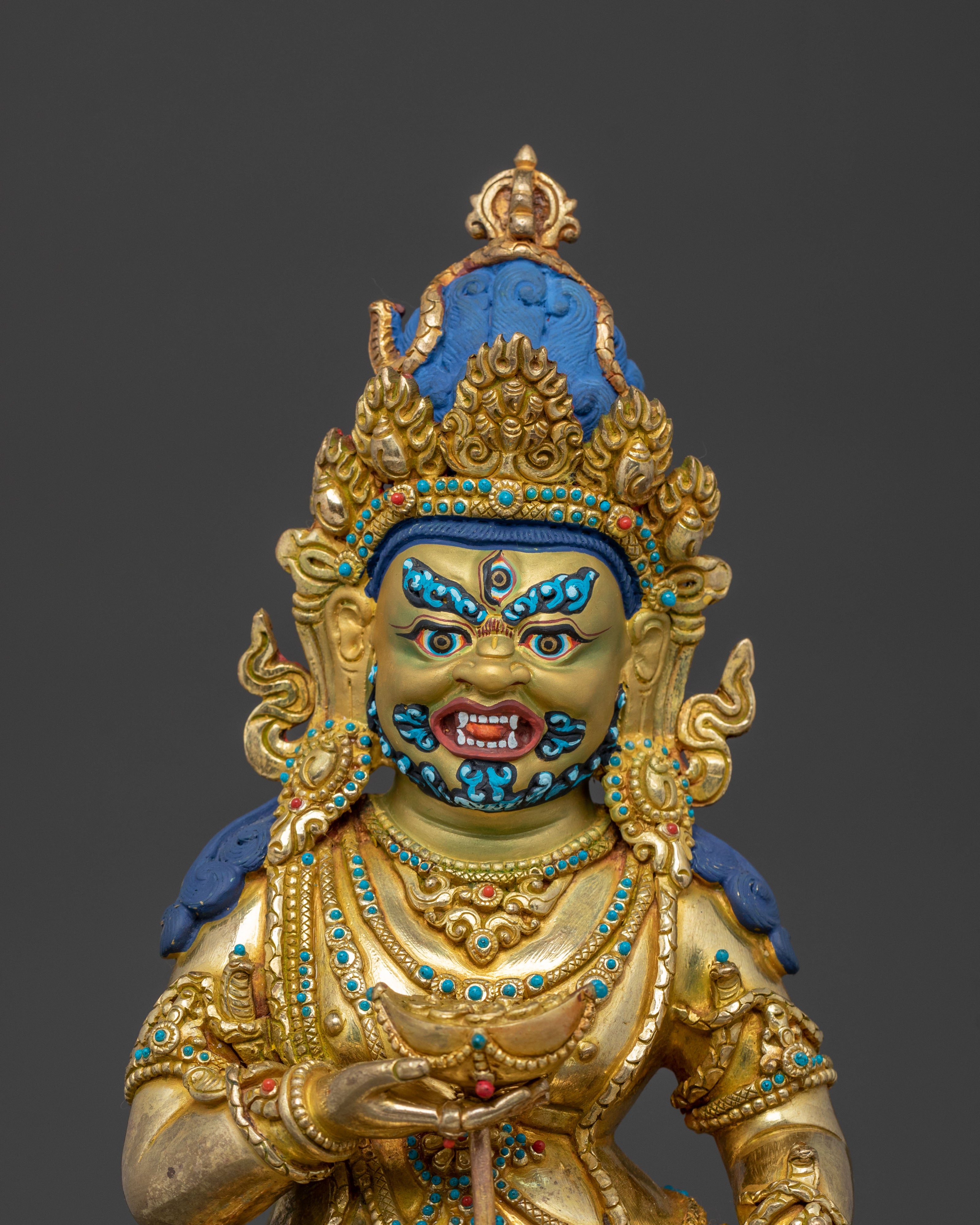 A Radiant Black Dzambhala Spiritual Wealth Statue