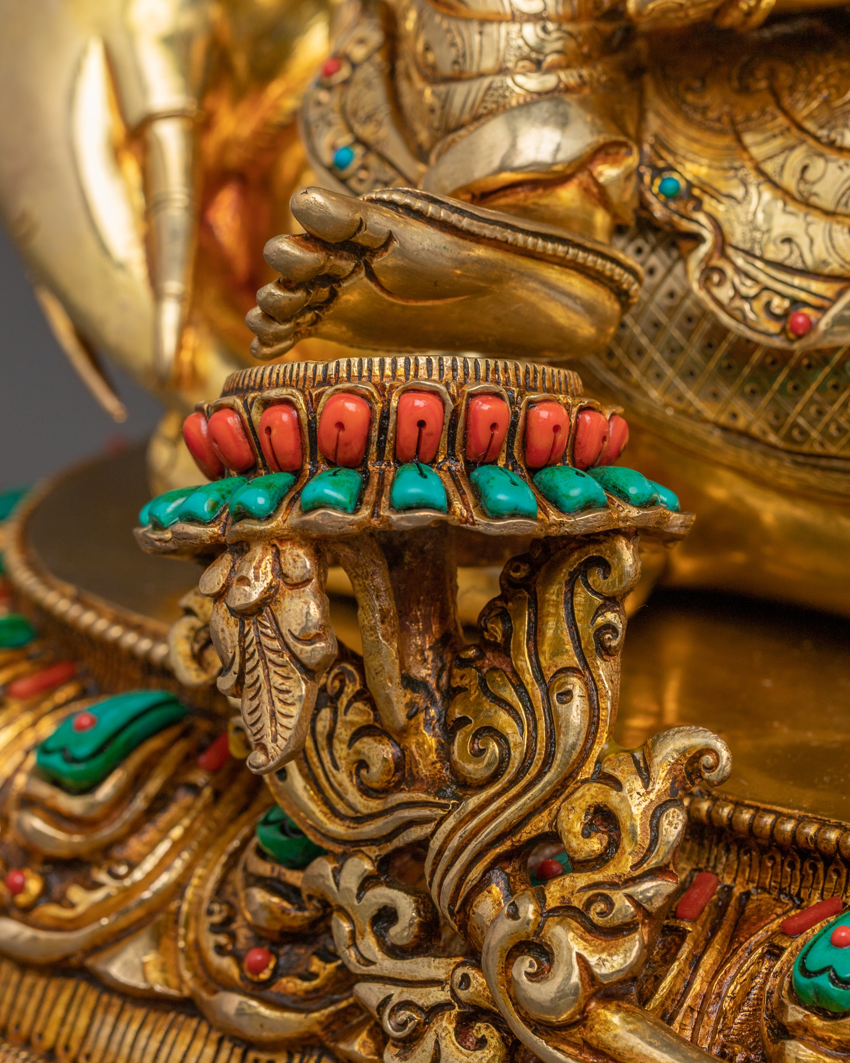 Golden Samantabhadra & Simhanada Manjushri Statue Set