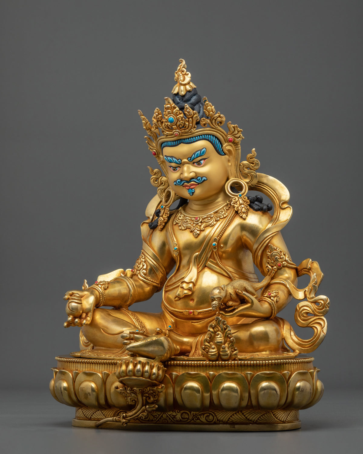 Dzambhala Prosperity Guardian Statue | 24K Gold Gilded Copper Statue