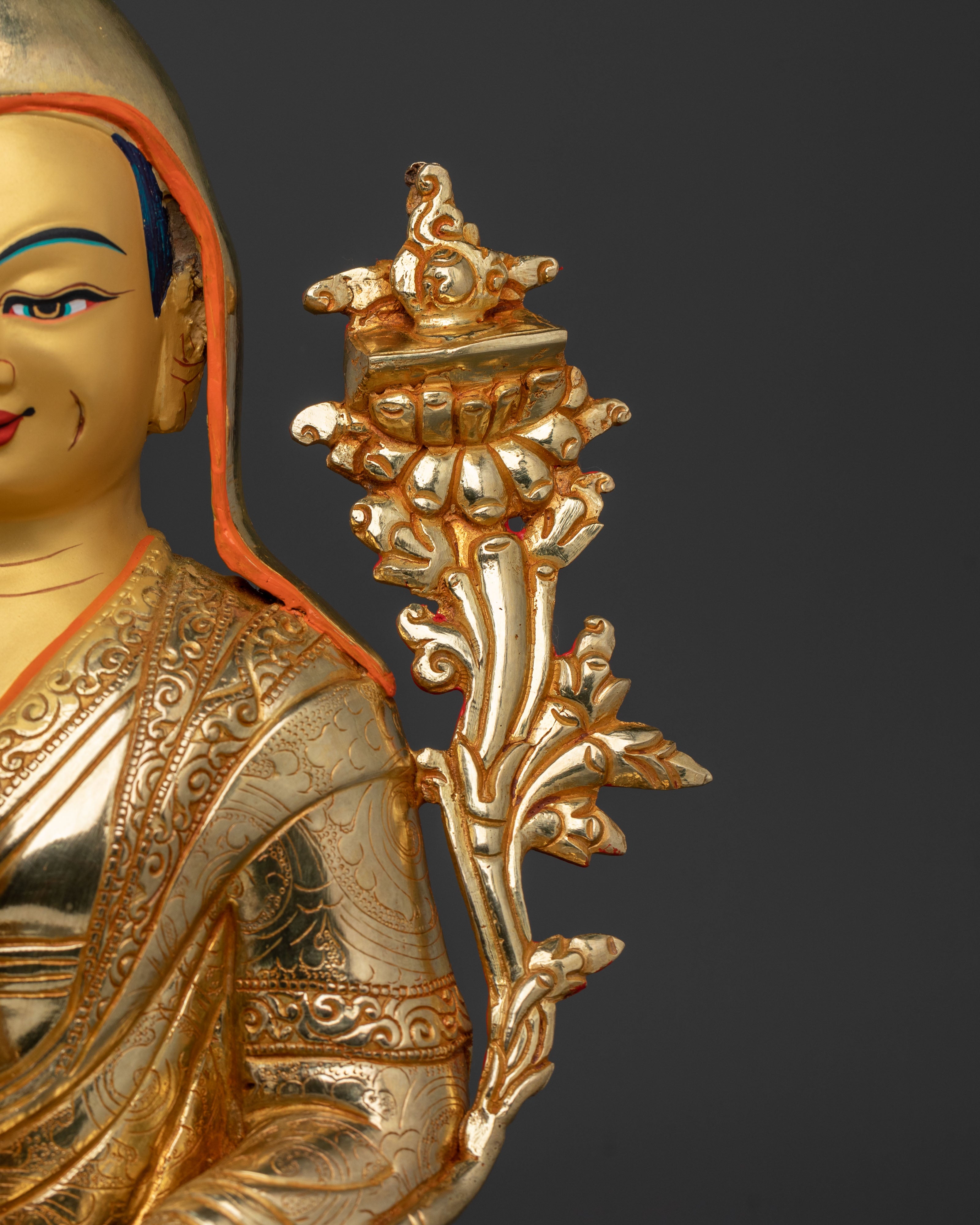 Tsongkhapa Handcrafted Statue in 24K Gold